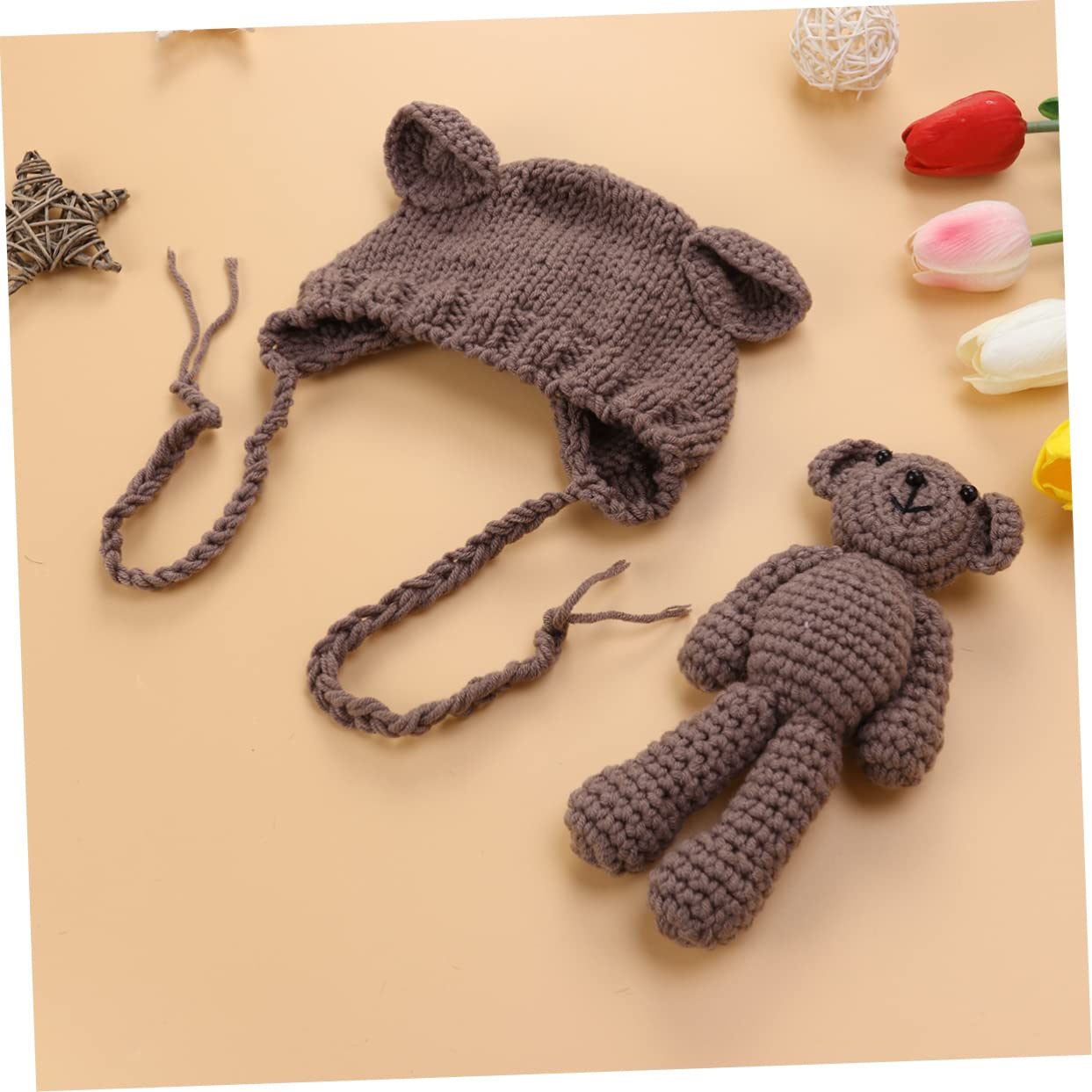 OSALADI Knitted Baby Photography Hat - Soft Crochet Bear Cap for Newborn Photo Shoots | Cute Infant Photo Prop & Newborn Gift