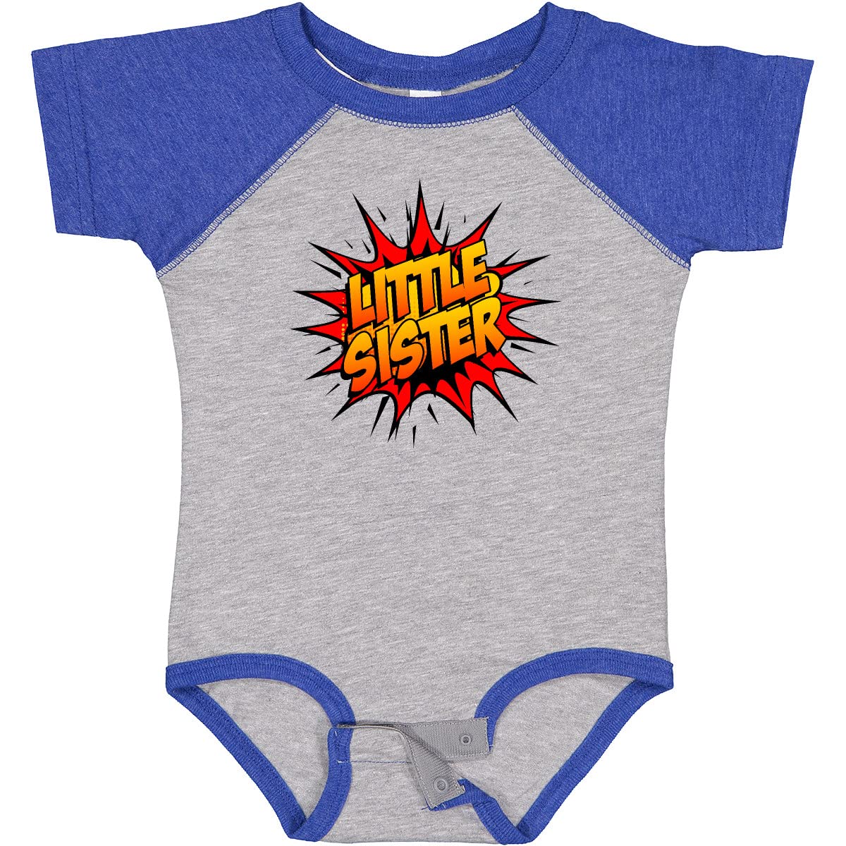 Inktastic Little Sister Super Hero Baby Bodysuit - Cute Cotton Onesie for Infants & Toddlers - Perfect for Sibling Matching, Birthday Gifts & Superhero Theme Parties