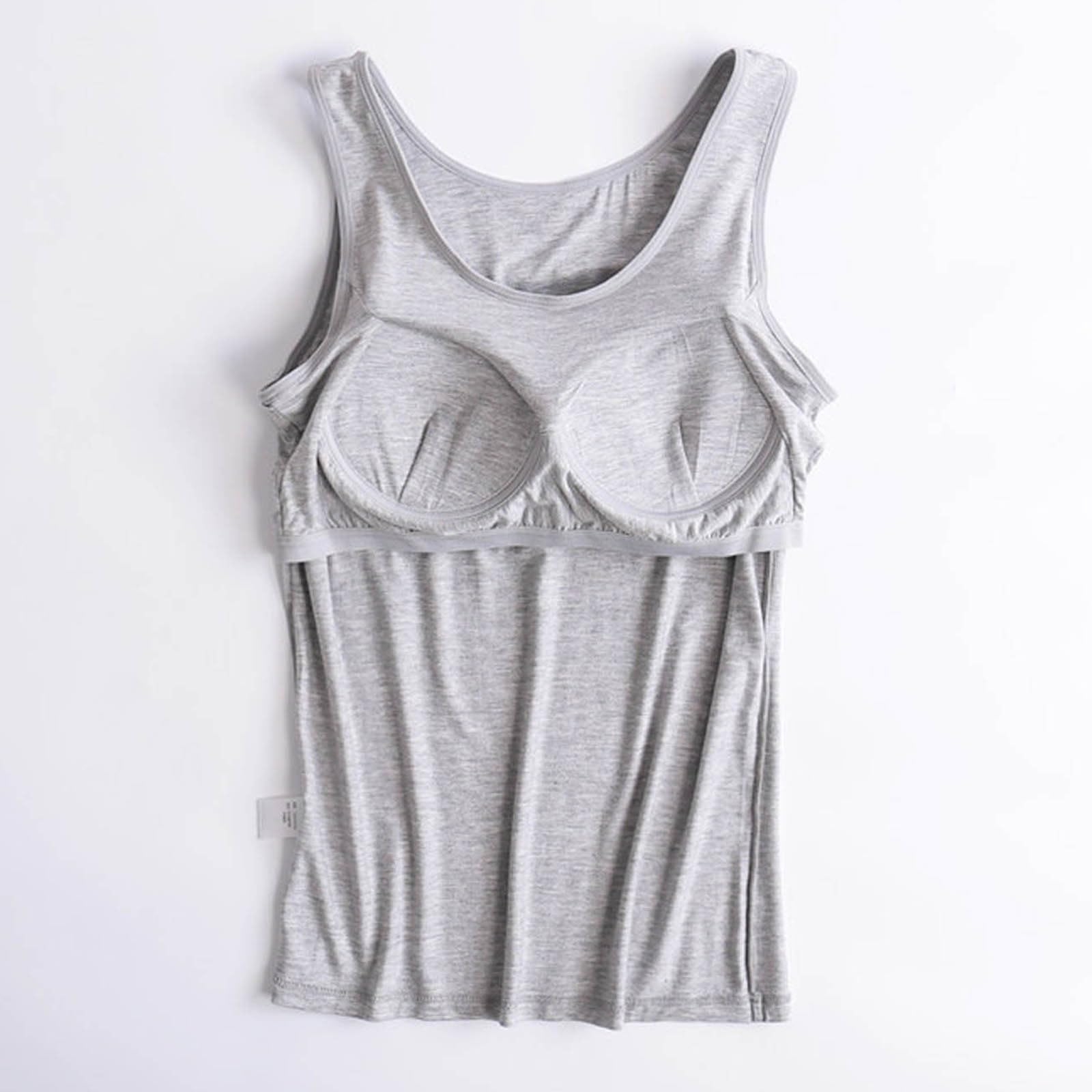 2024 Women's Plus Size Shelf Bra Tank Tops - Padded Camisoles with Built-in Bras | Comfortable Basic T-Shirts for Casual Wear, Layering & Summer Outfits