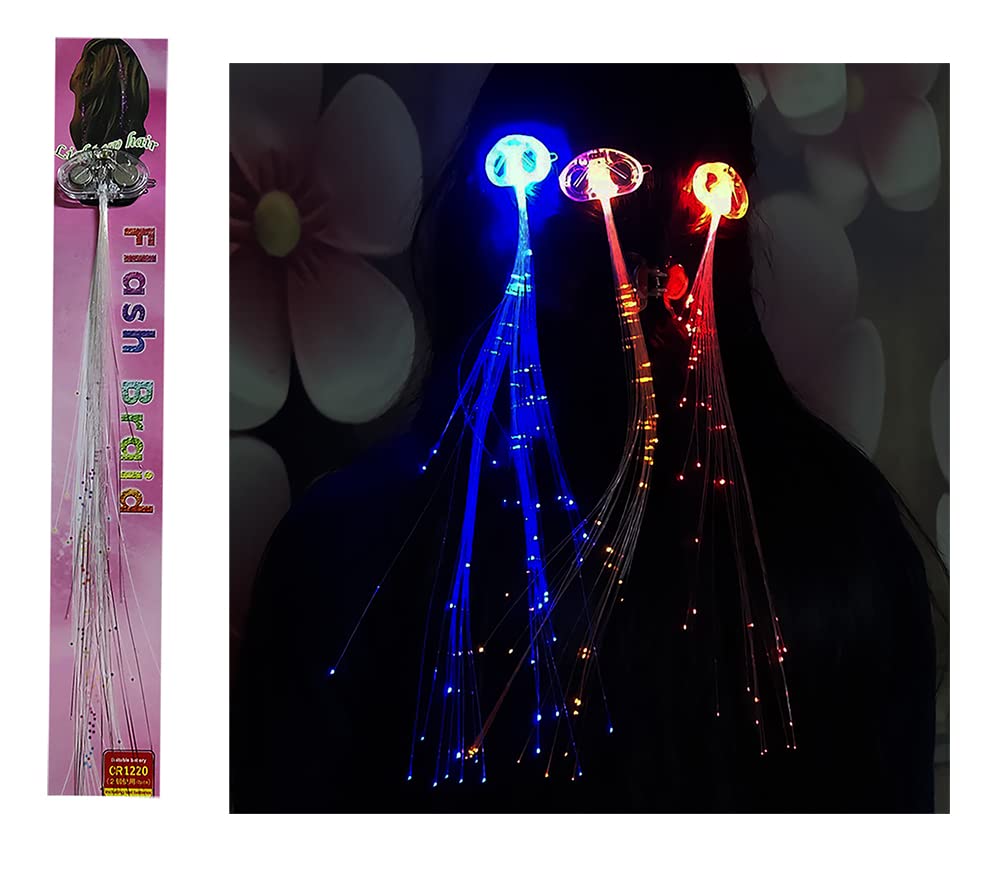 BITONA® LED Fiber Optic Hair Barrettes - Light Up Hair Clips for Braids, Parties & Fashion (Random Color, One Size) | Perfect for Raves, Concerts, Halloween & Cosplay