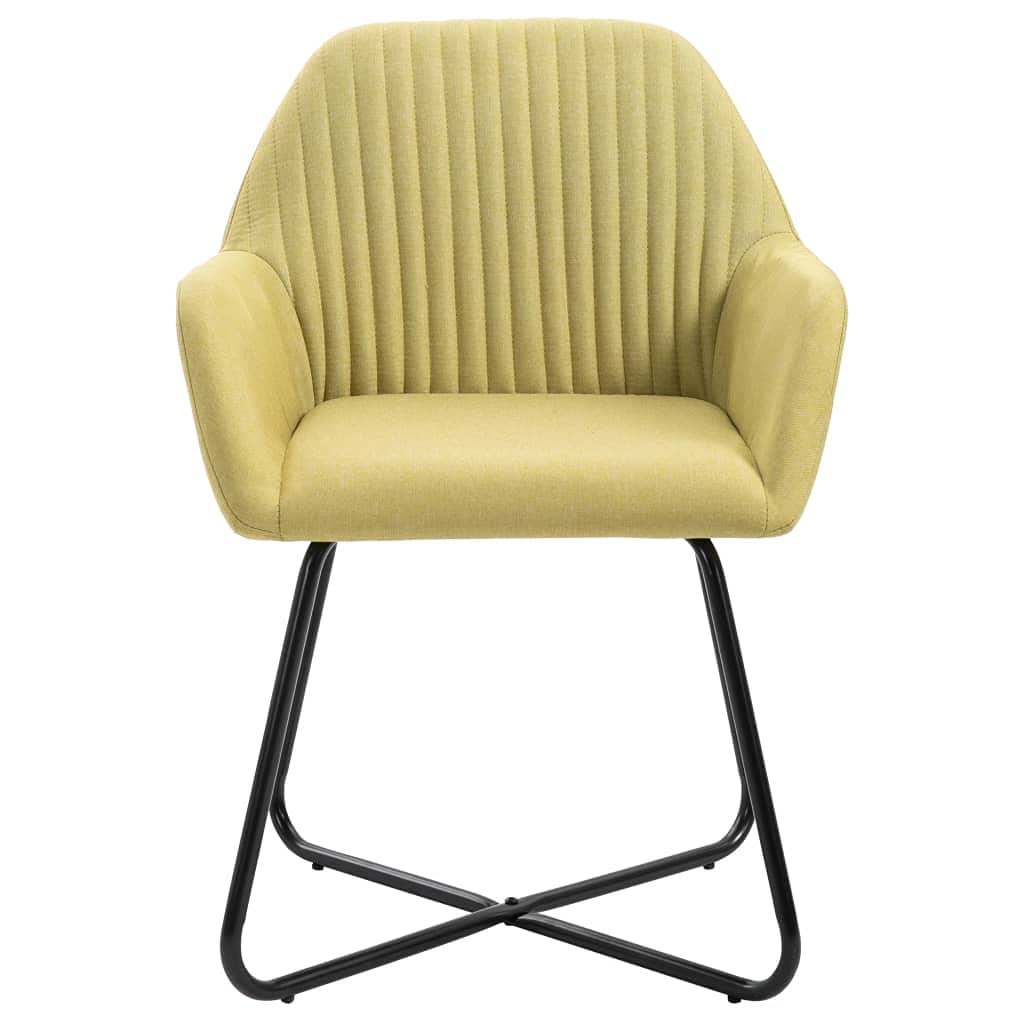 SKM Modern Dining Chairs Set of 2 - Green Fabric Upholstered Kitchen Chairs with Sturdy Metal Legs - Perfect for Dining Room, Kitchen, Breakfast Nook and Small Spaces