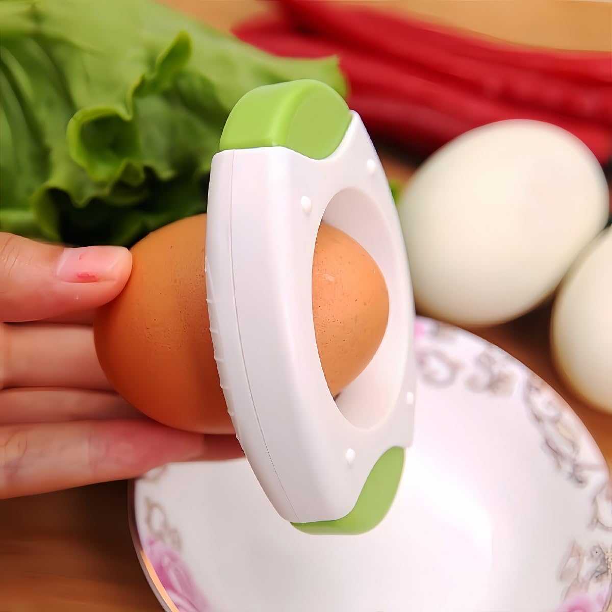 2024 Upgraded Egg Shell Opener & Peeler - Quick Raw & Boiled Egg Separator, Eggshell Cutter & Scissors for Effortless Egg Topping - Premium Kitchen Tool (Green) | Perfect for Breakfast Meal Prep, Baking & Cooking