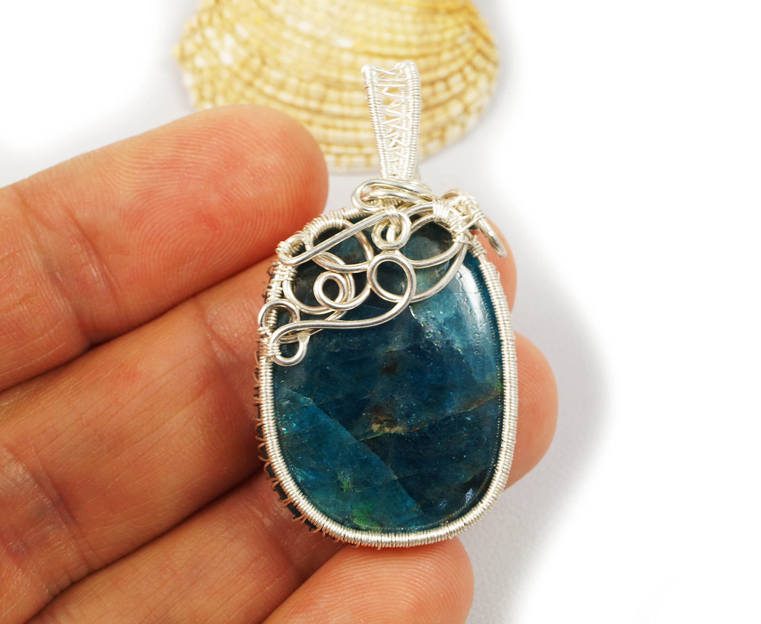 Blue Apatite Sterling Silver Pendant - Handcrafted Artisan Jewelry for Women, Gift for Her & Mom | No Chain Included | Perfect for Birthdays, Anniversaries & Special Occasions