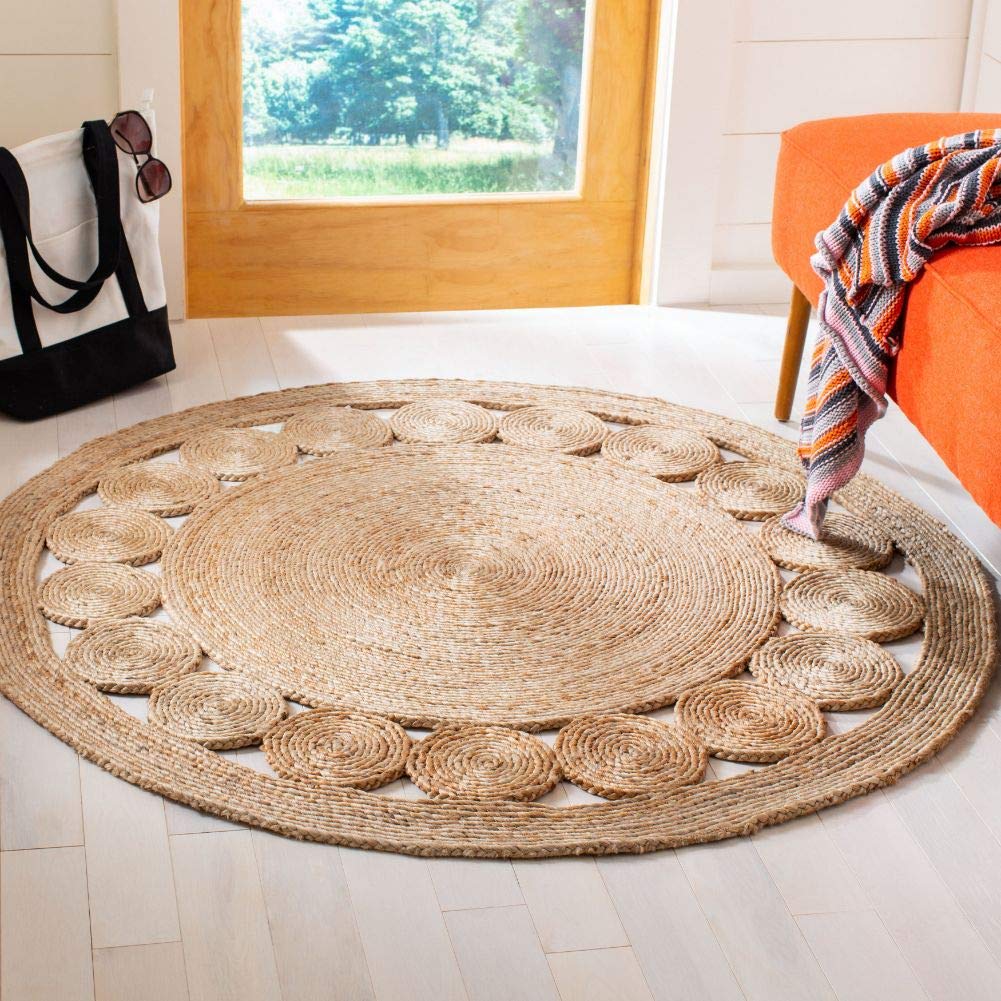SAFAVIEH Handmade Jute Area Rug 10' Round - Natural Fiber Boho Country Charm for Living Room, Bedroom & Nursery | NFB247A