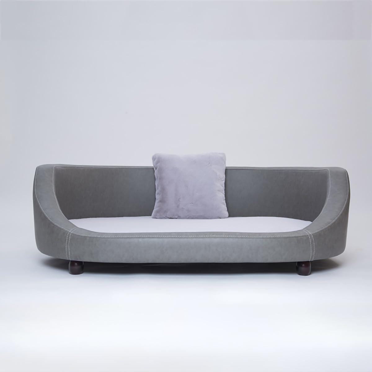 Premium Orthopedic Dog Bed - Waterproof Leather Couch with Wooden Frame, Stain & Moisture Resistant for Large, Medium, Small Dogs & Cats Under 100lbs (XL Grey) - Perfect for Living Rooms, Bedrooms & Pet-Friendly Spaces