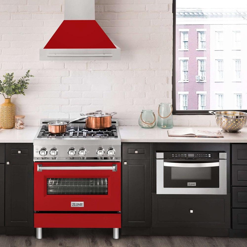 ZLINE 30 Inch Stainless Steel Range Hood - 8654STX 30 | Modern Kitchen Vent Hood with Colored Shell Options & Stainless Steel Handle | Perfect for Home Chefs & Open Concept Kitchens