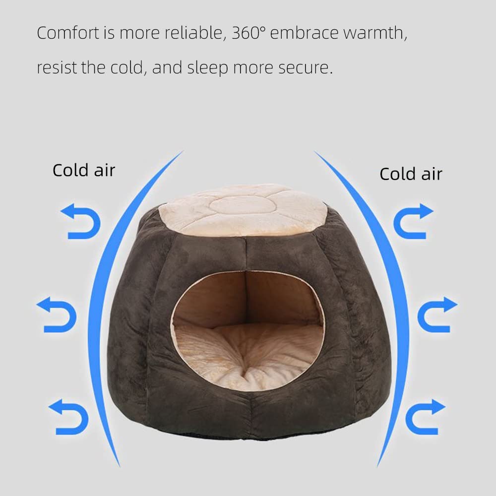 Cozy Warm Pet Bed for Cats & Small Dogs - Indoor/Outdoor Cave Nest with Soft Fleece Lining - Winter House for Puppies & Kittens (Wine Red, Small) - Perfect for Cuddling, Sleeping & Keeping Pets Warm in Cold Weather