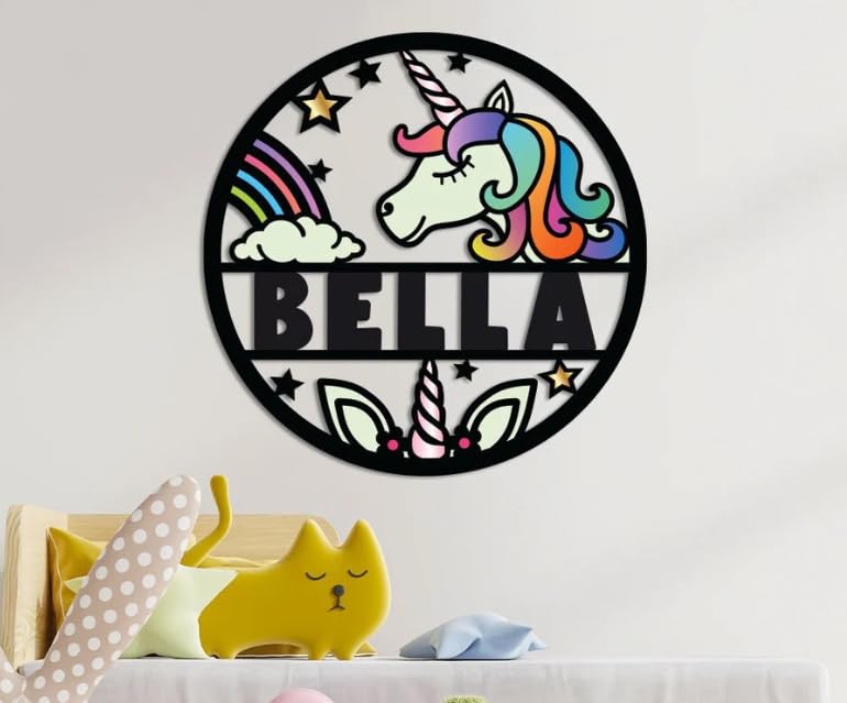 Personalized Unicorn Name Sign for Kids - Custom Nursery & Bedroom Wall Decor - Perfect for Unicorn Themed Rooms, Birthday Gifts & Baby Showers