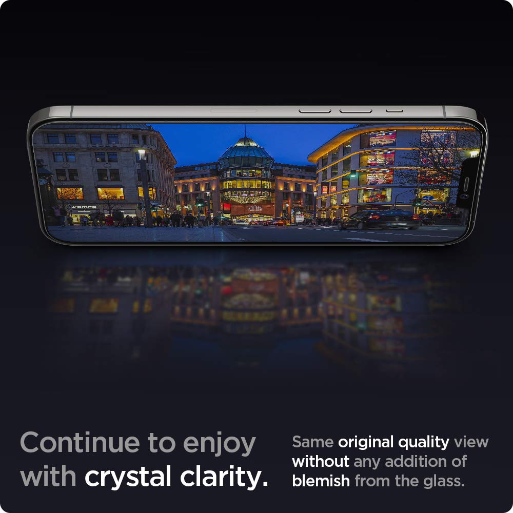 Spigen Tempered Glass Screen Protector [GlasTR EZ FIT] for iPhone 12 Pro & iPhone 12 - 2 Pack with Easy Installation & Sensor Protection - Perfect for Everyday Use, Travel & Work