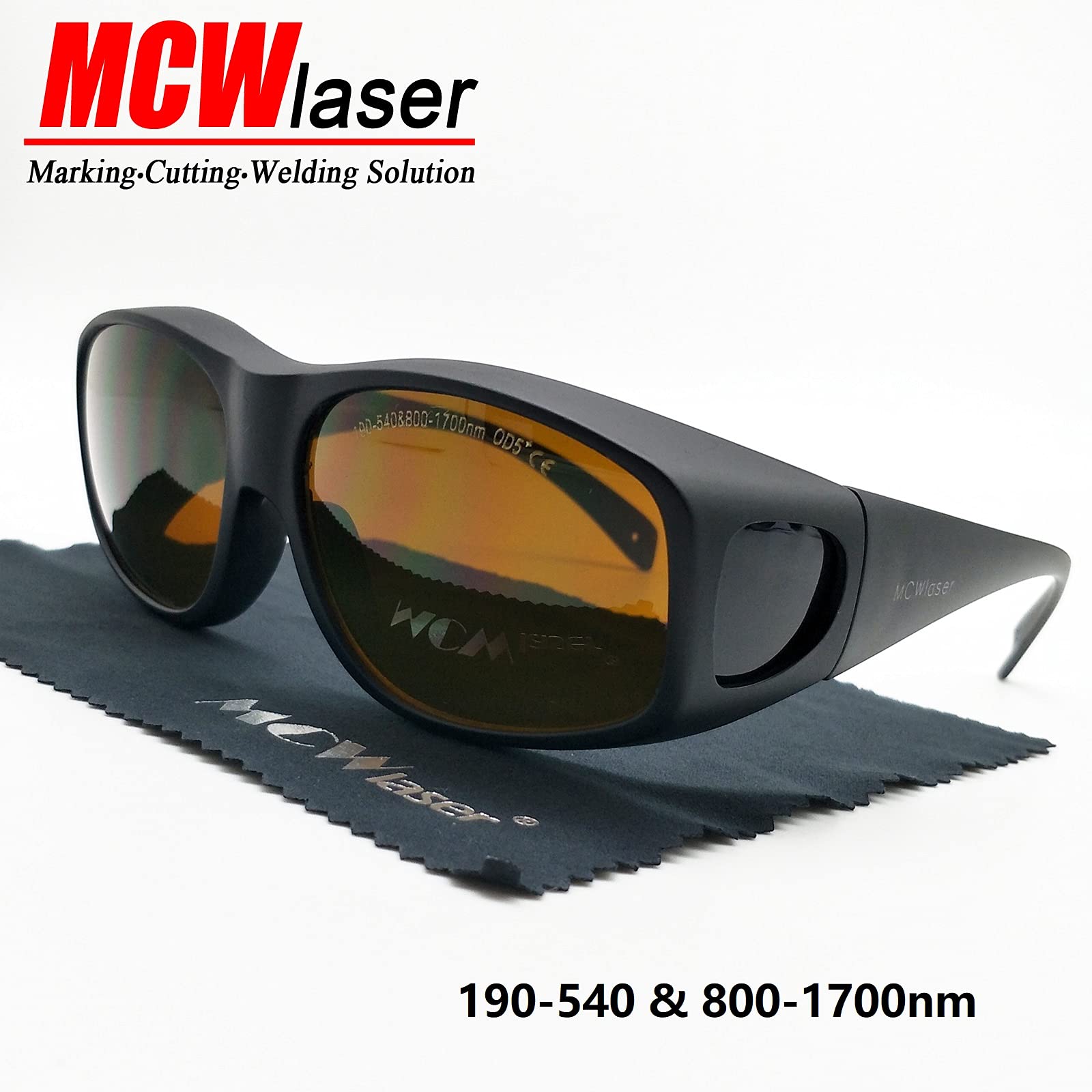 MCWlaser Laser Safety Glasses - Protective Goggles for 355nm, 532nm, 808nm, 980nm, 1064nm Wavelengths (190-540nm & 800-1700nm Range) - OD6+ High Absorption Laser Eyewear for Lab, Medical, Industrial & DIY Laser Applications
