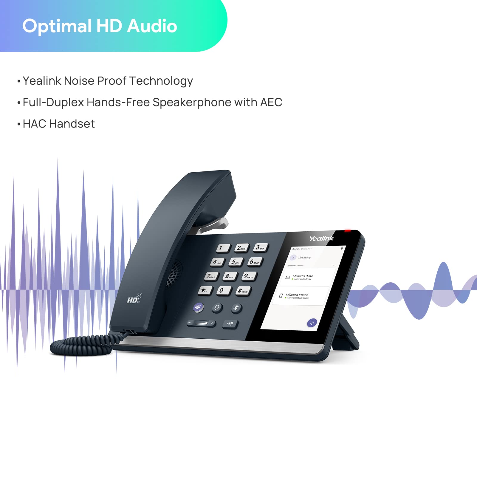 Yealink MP50 USB Phone Handset - Microsoft Teams & Skype for Business Certified, Bluetooth Desktop Phone for PC - Convert Mobile to Office Phone (No SIP/VoIP Registration) - Ideal for Remote Work, Call Centers & Home Office Setup