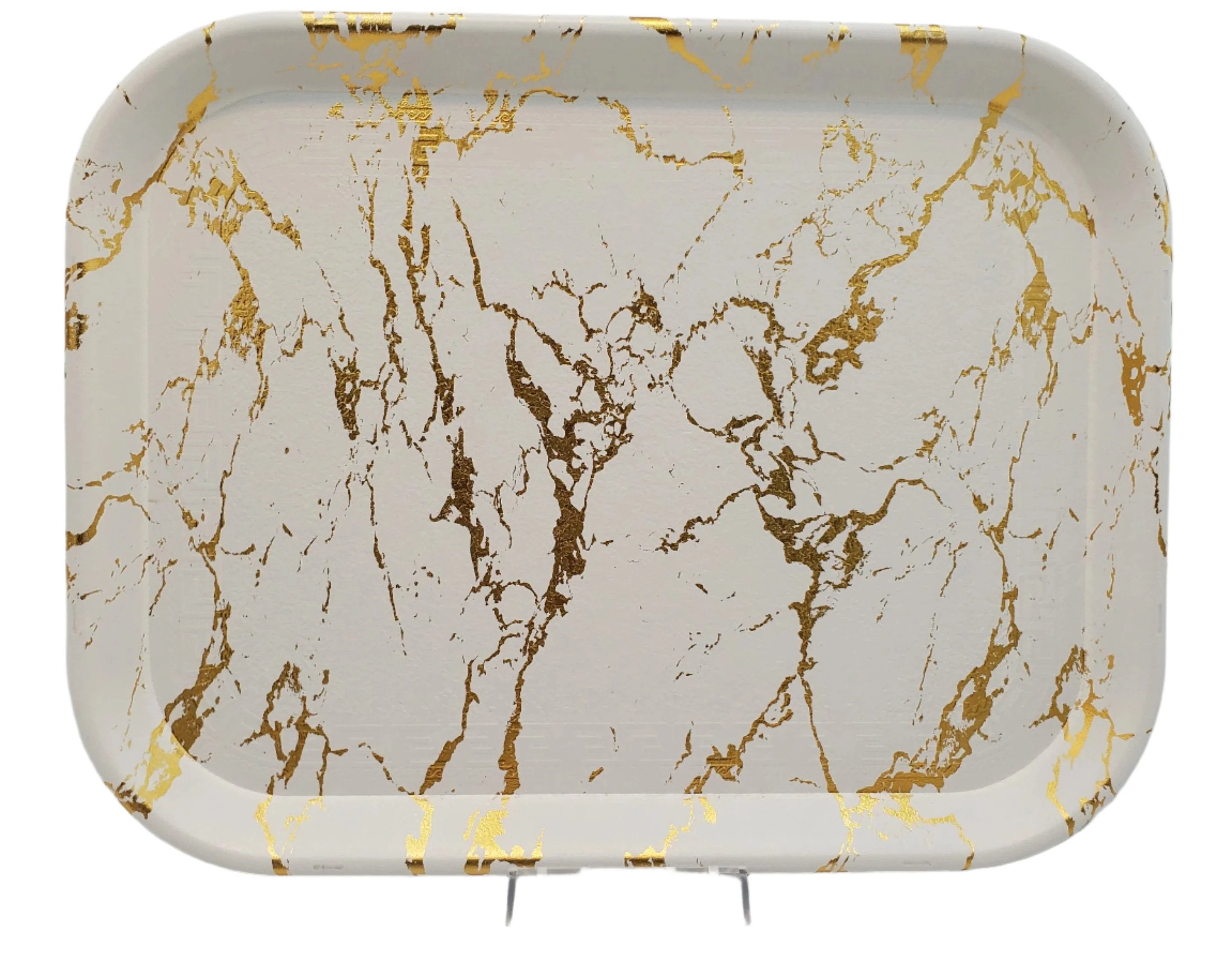 13.5x10.5 Inch Small White and Gold Serving Tray - Perfect for Breakfast in Bed, Coffee Table Decor, or Party Appetizer Serving