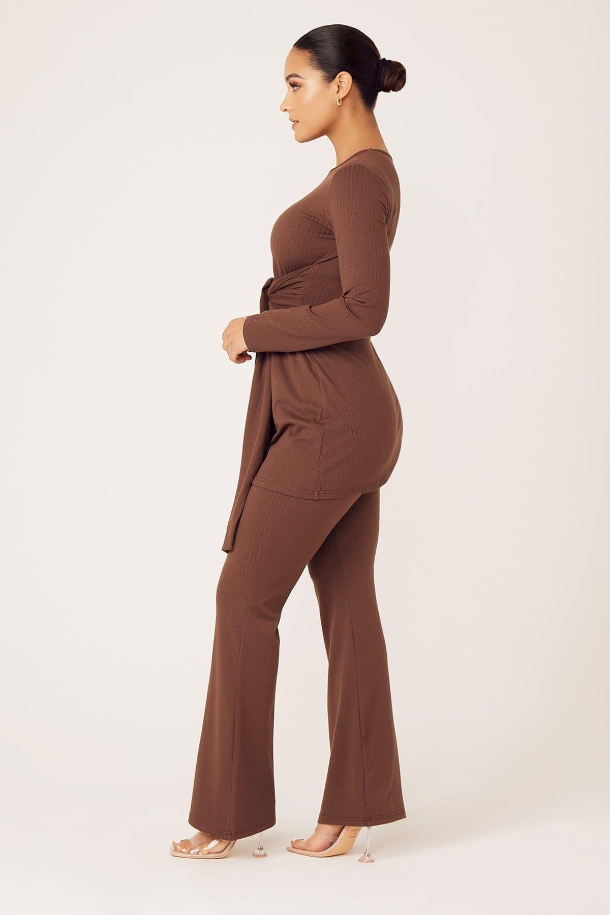 Amara Two Piece Matching Set for Women - Comfortable Lounge Wear Set in Mocha Brown | Perfect for Yoga, Travel & Relaxation at Home