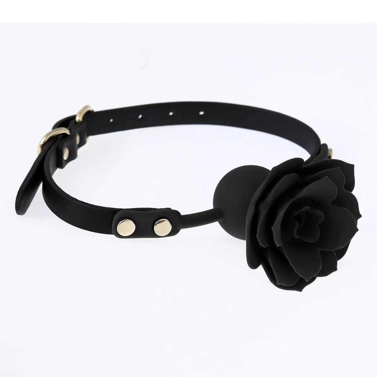 Breathable Rose Ball Gag for Women - BDSM Bondage Sex Toy with Muzzle Design, Fetish Adult Game Accessory for Couples Play & Cosplay (Black) - Perfect for Roleplay, Spicing Up Relationships, and BDSM Enthusiasts