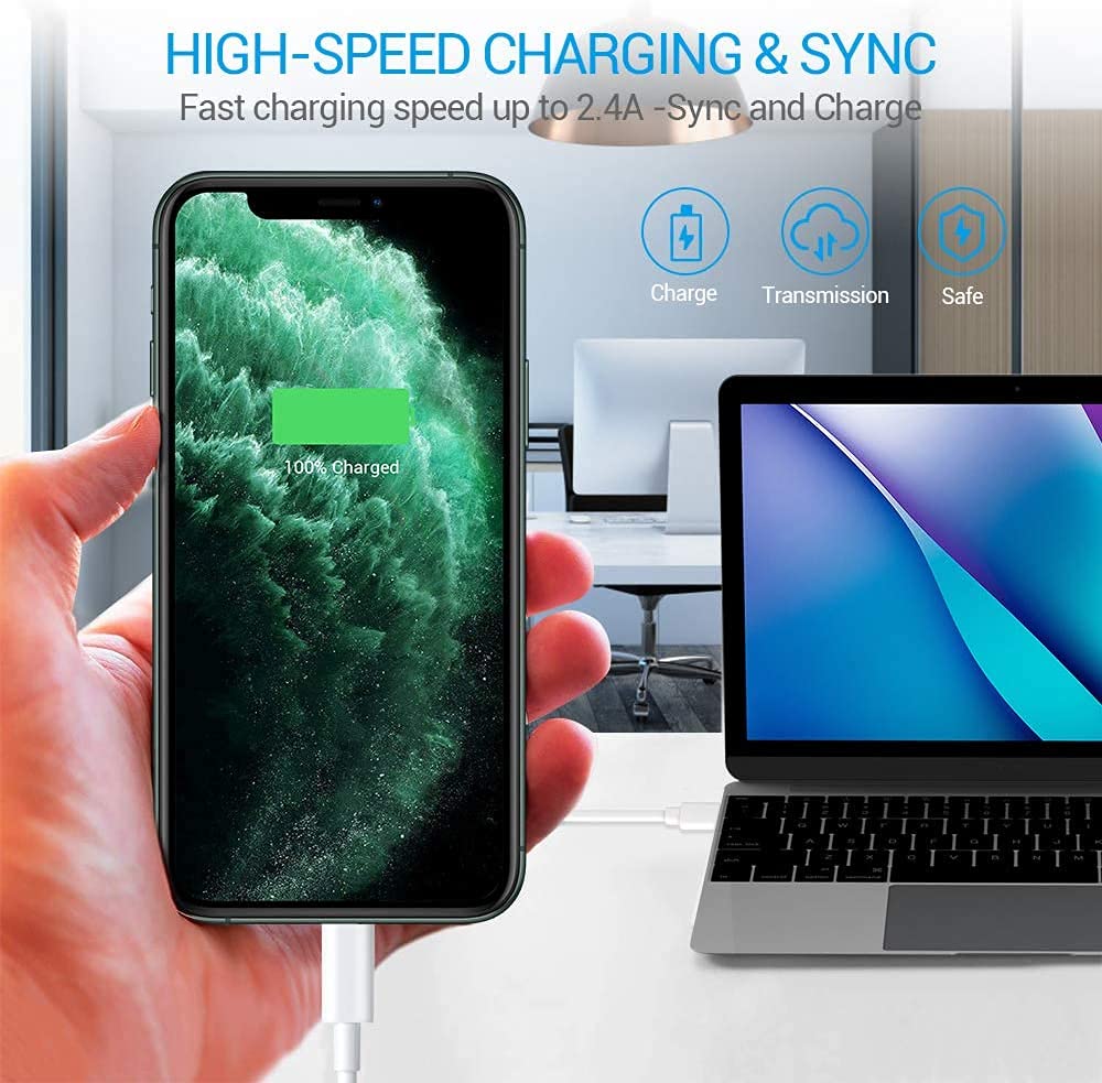 iLIKABLE 3-Pack 6ft MFi Certified Lightning Cable - Fast Charging USB to Lightning Cable for iPhone 15/14/13/12/11 Pro Max/XS/X/XR/8/7/6s/6/SE, iPad & AirPods - Durable Charging Cord for Home, Office & Travel
