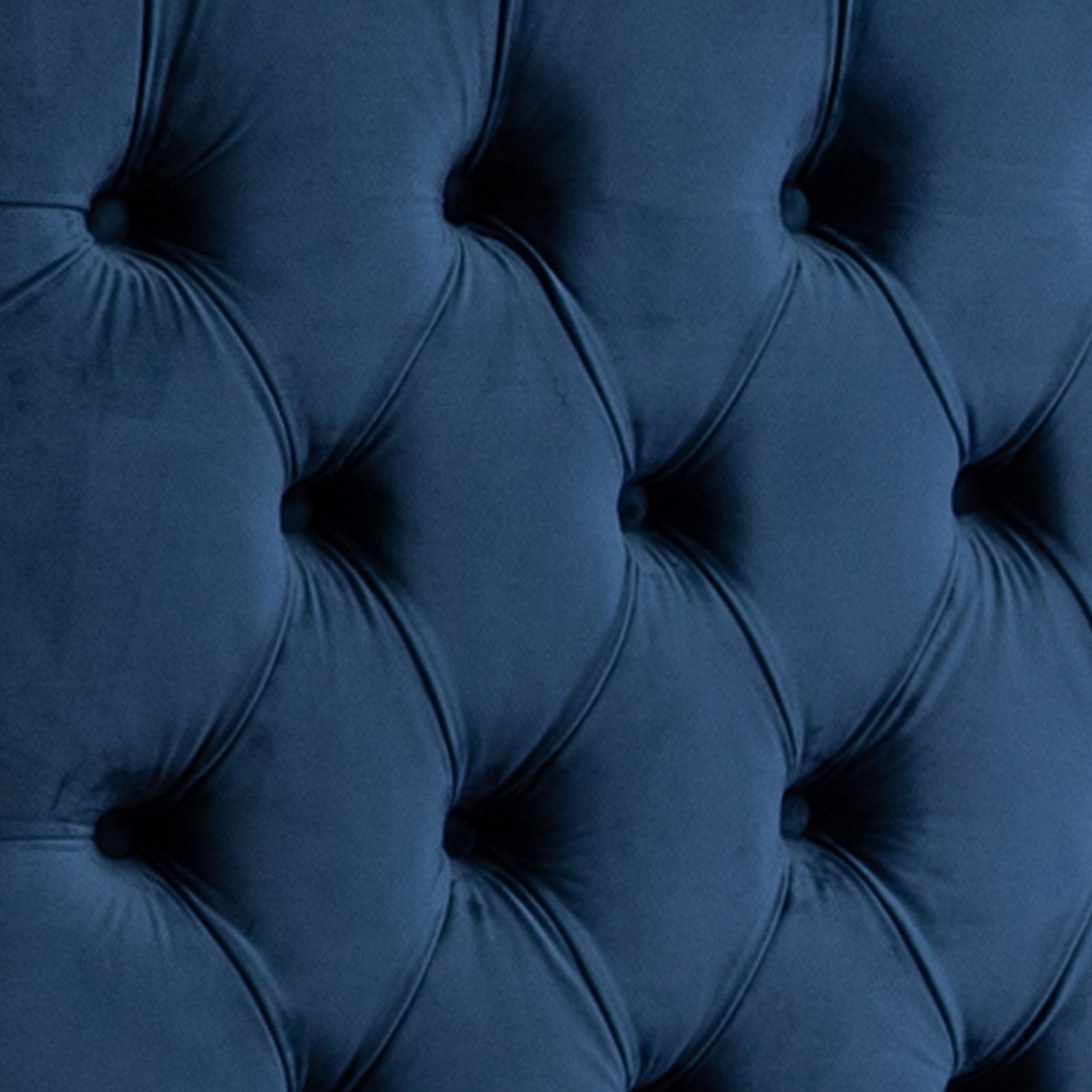 Luxury Anna Queen Size Bed Frame with Velvet Upholstery in Deep Blue - Elegant Bedroom Furniture for Master Suite & Guest Room Decor