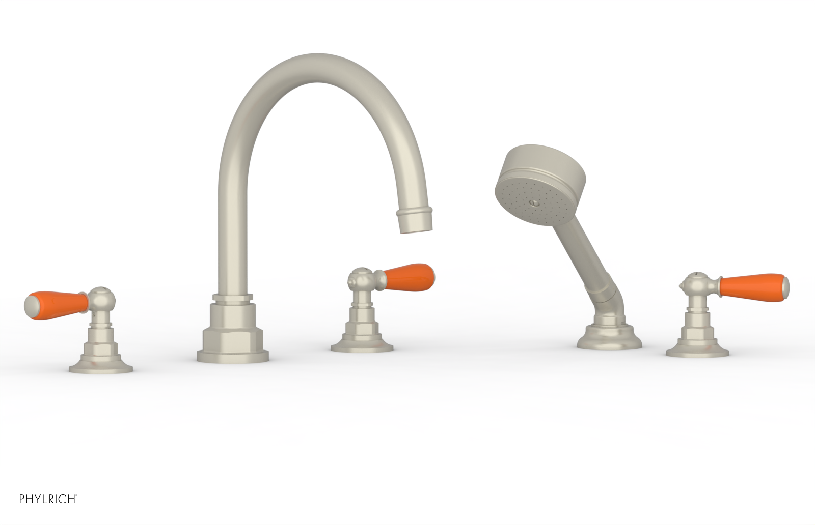 Jamestown Deck Tub Set with Hand Shower - Lever Handles & Orange Accents (165-49) - Perfect for Outdoor Bathing & Relaxation in Your Backyard Oasis