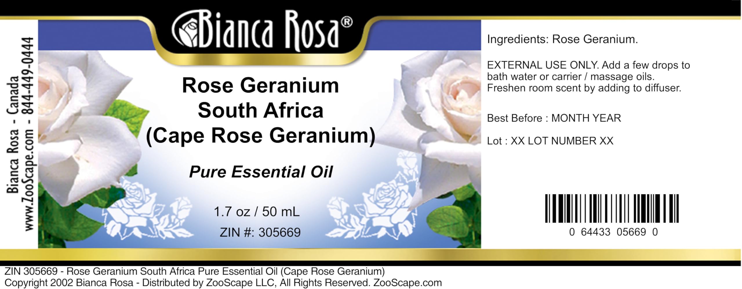 Pure Rose Geranium Essential Oil from South Africa - 1.70 oz (50ml) Natural Aromatherapy Oil for Relaxation & Skincare | ZIN: 305669 | Perfect for Diffusers, Massage & DIY Beauty Products