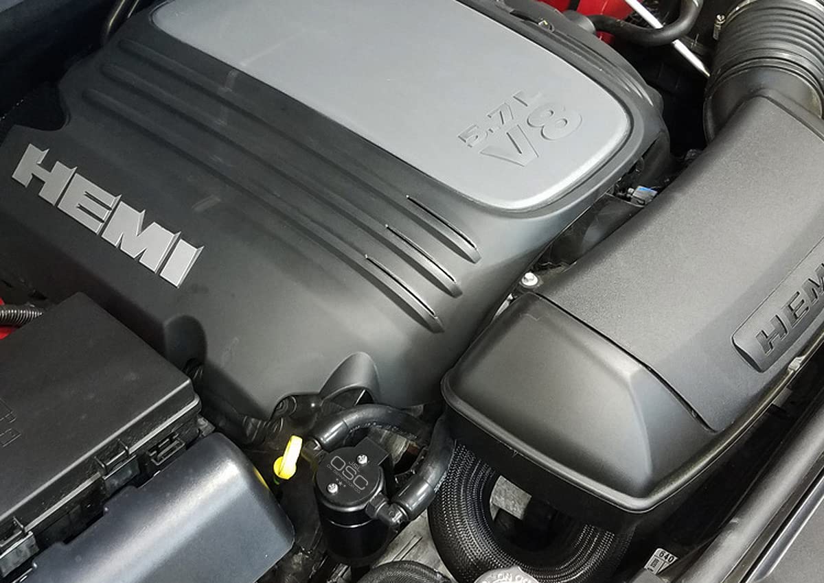 J&L Oil Separator - Compatible with 2011-2025 Dodge Durango 5.7L & 2011-2021 Jeep Grand Cherokee 5.7L V8 Hemi Engine - Passenger Side Black Oil Catch Can - Reduce Engine Sludge & Improve Performance for Off-Roading & Towing