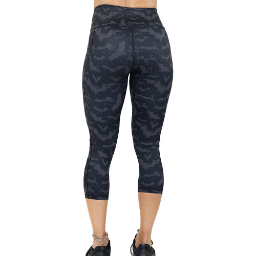 Shadow Bats Printed High Waist Yoga Leggings - Women's Gothic Workout Pants for Yoga, Running & Halloween Costume