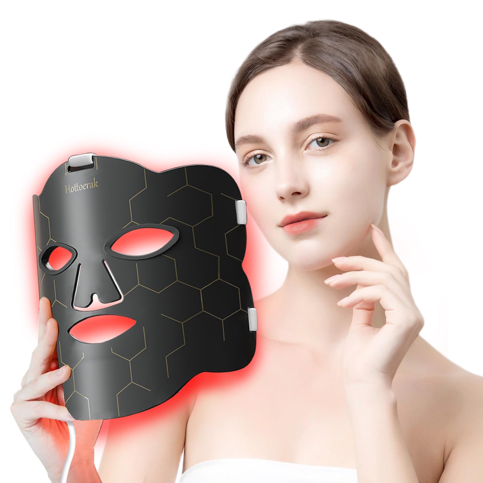 Red Light Therapy Mask for Face - Portable LED Light Therapy Device with Timer, Dual Power Supply for Home & Travel Use | Anti-Aging, Skin Rejuvenation & Acne Treatment