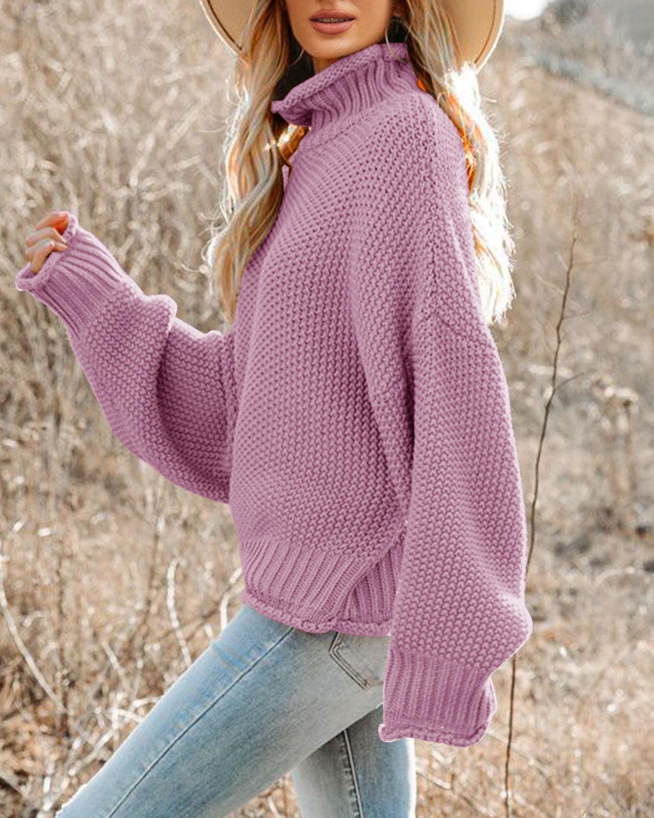 Saodimallsu Women's Oversized Turtleneck Sweater - Batwing Long Sleeve Chunky Knit Pullover Jumper for Fall & Winter | Casual Comfort, Office Wear, Date Night Outfits