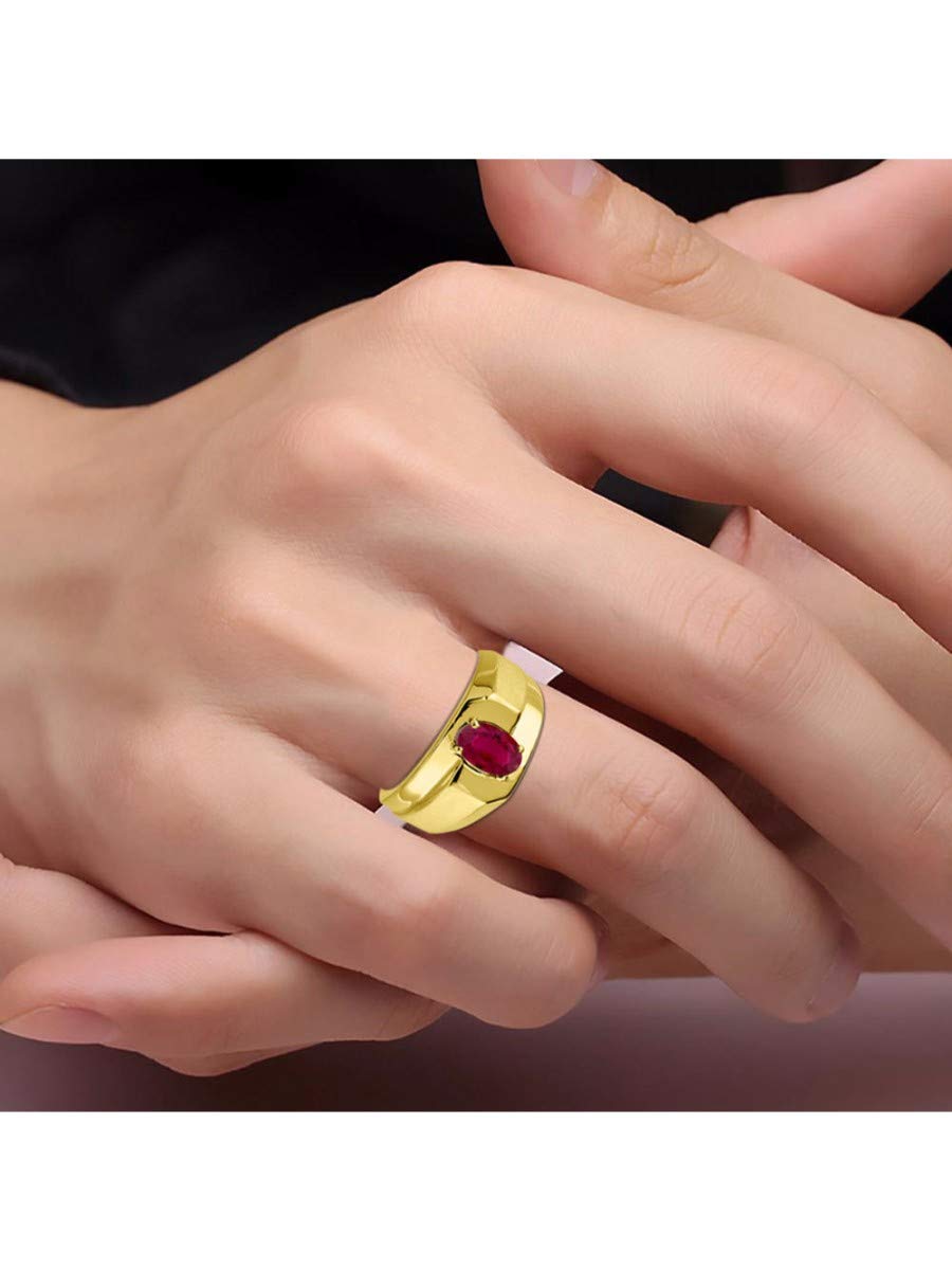Rylos Oval Solitaire Red Ruby Ring - July Birthstone Jewelry for Women, Elegant Gift for Anniversary, Engagement, Valentine's Day & Special Occasions