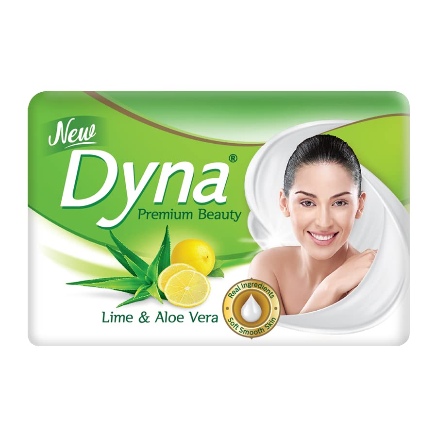 Dyna Lime & Aloe Vera Extracts Beauty Soap - 100g x 5 Bars, Grade 1 with 76% TFM - Natural Skin Cleansing for Face & Body, Moisturizing & Refreshing for Daily Use