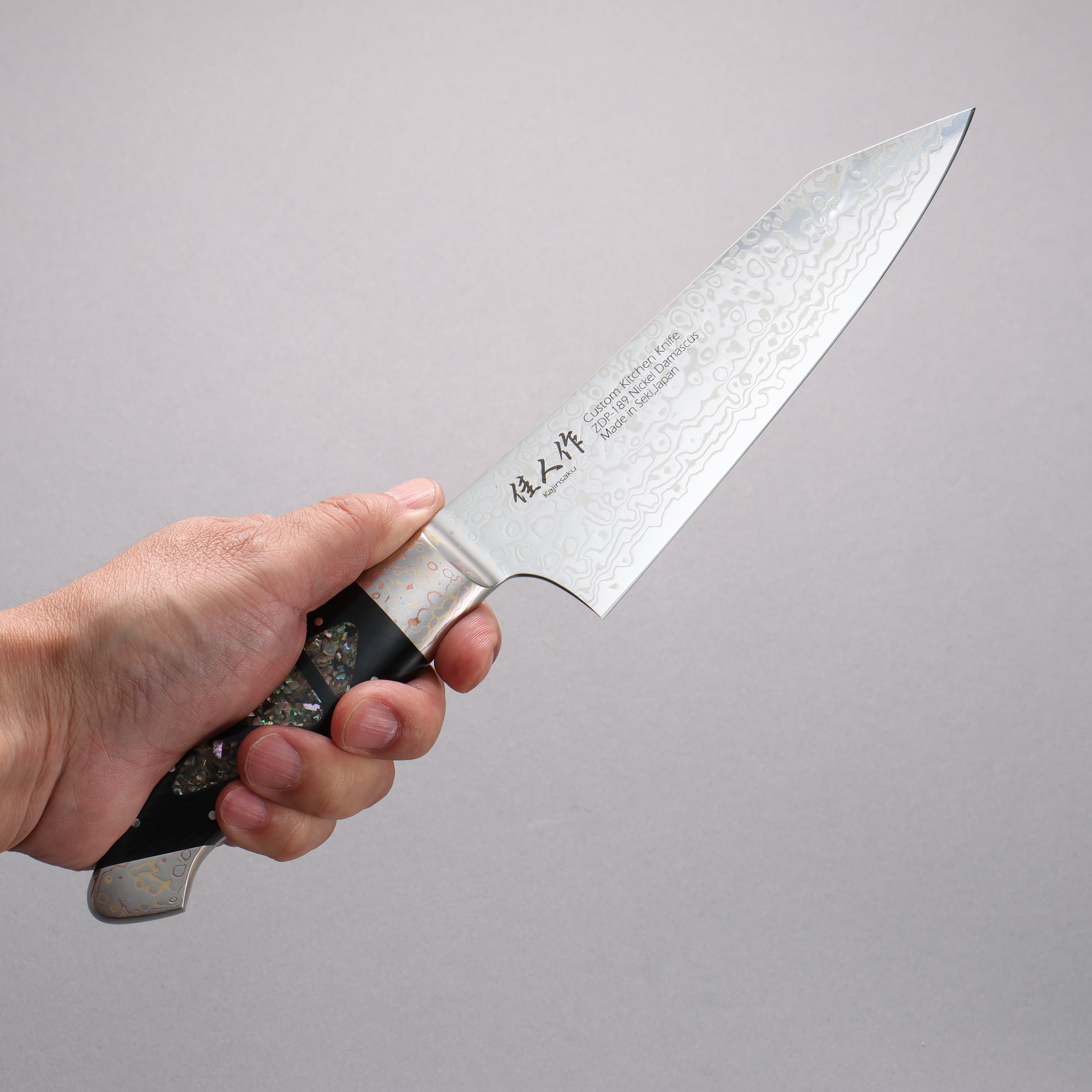 Premium Kajin ZDP-189 Damascus Steel Bunka Knife 165mm with Abalone Inlay Handle - Japanese Kitchen Knife for Professional Chefs & Home Cooking, Perfect for Slicing, Dicing & Precision Vegetable Cutting