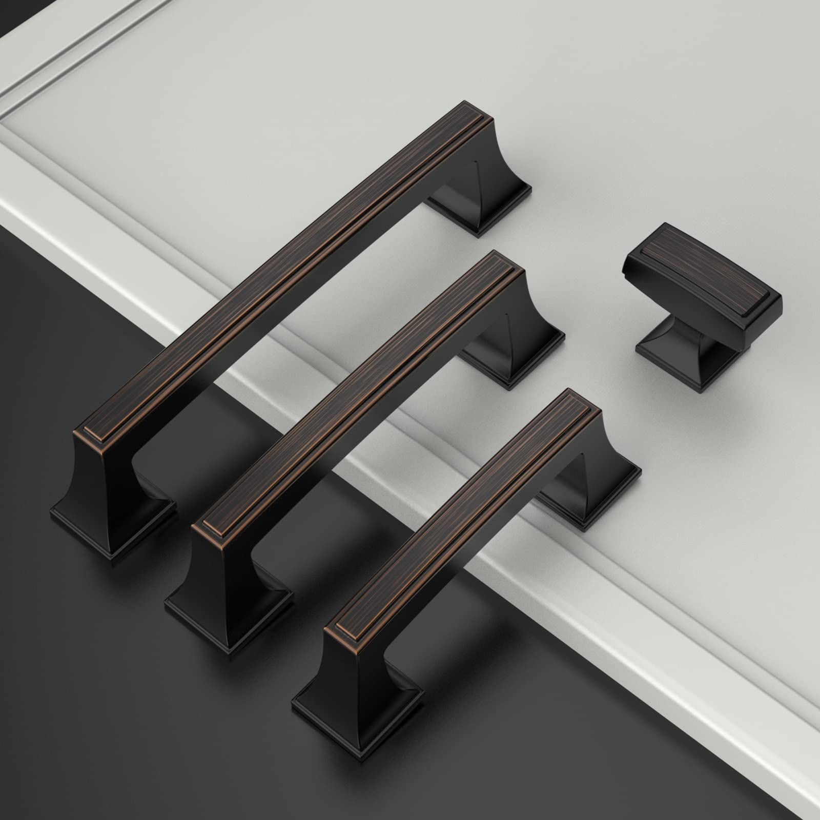 Amerdeco 10 Pack Oil Rubbed Bronze Cabinet Pulls 3-3/4 Inch for Kitchen & Bathroom