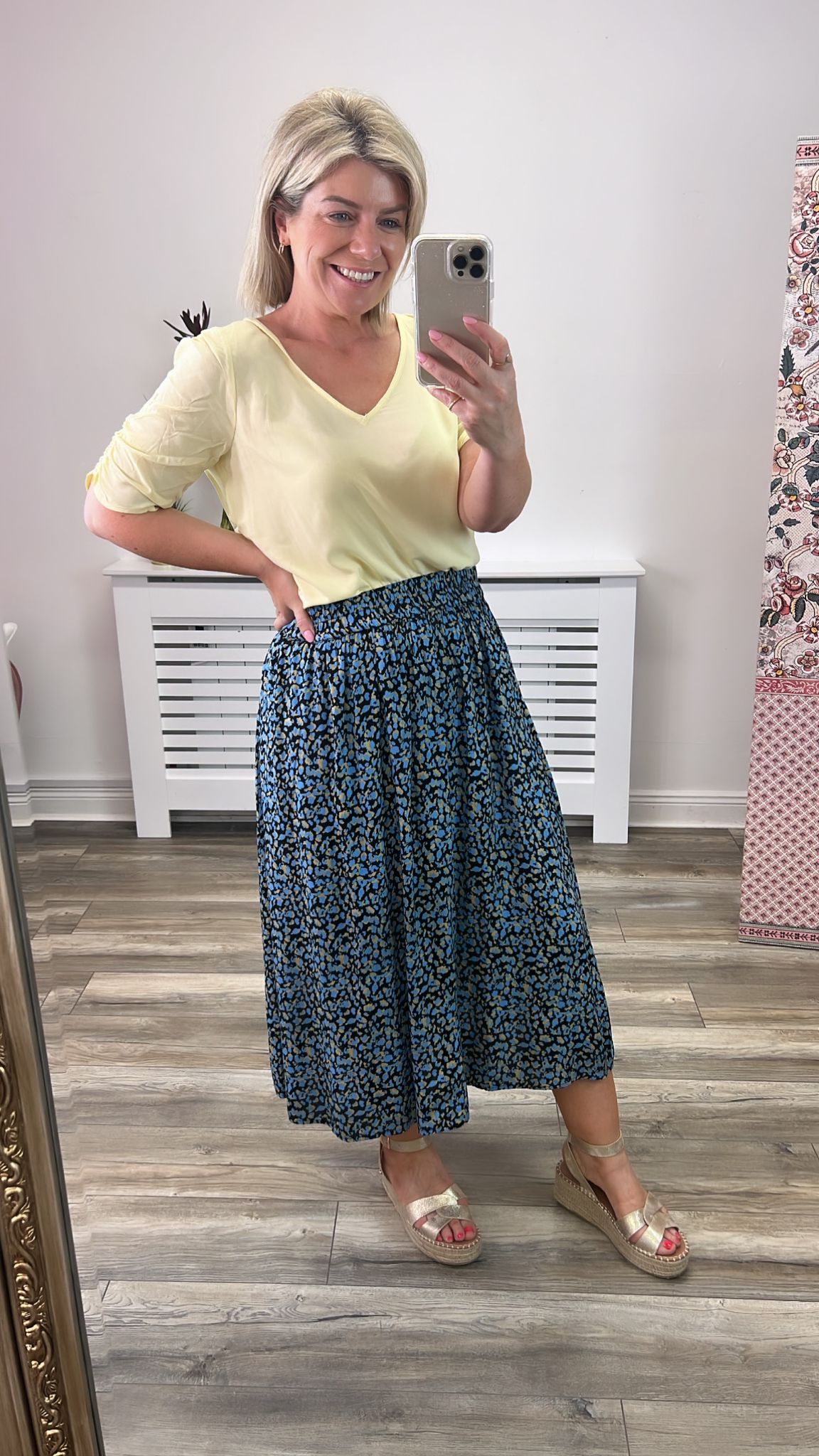 Nya Midi Skirt for Women - Black & Leopard Print Flowy A-Line Skirt | Perfect for Casual Outfits, Office Wear & Date Nights
