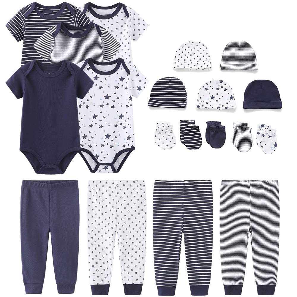 Chamie Unisex Baby Short Sleeve Bodysuits - 100% Cotton Newborn Clothes & Preemie Layette Set | Soft, Breathable Onesies for Infants 0-12 Months | Perfect for Playtime, Daycare & Family Outings