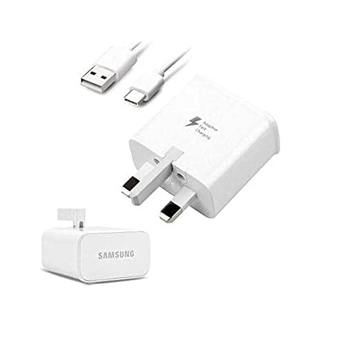 Original Samsung Galaxy A3 (2017) Fast Charger - UK Wall Adapter with USB-C Cable & Braided Type-C Cable - Fast Charging for Galaxy A3 (2017) - Perfect for Home, Office & Travel Use