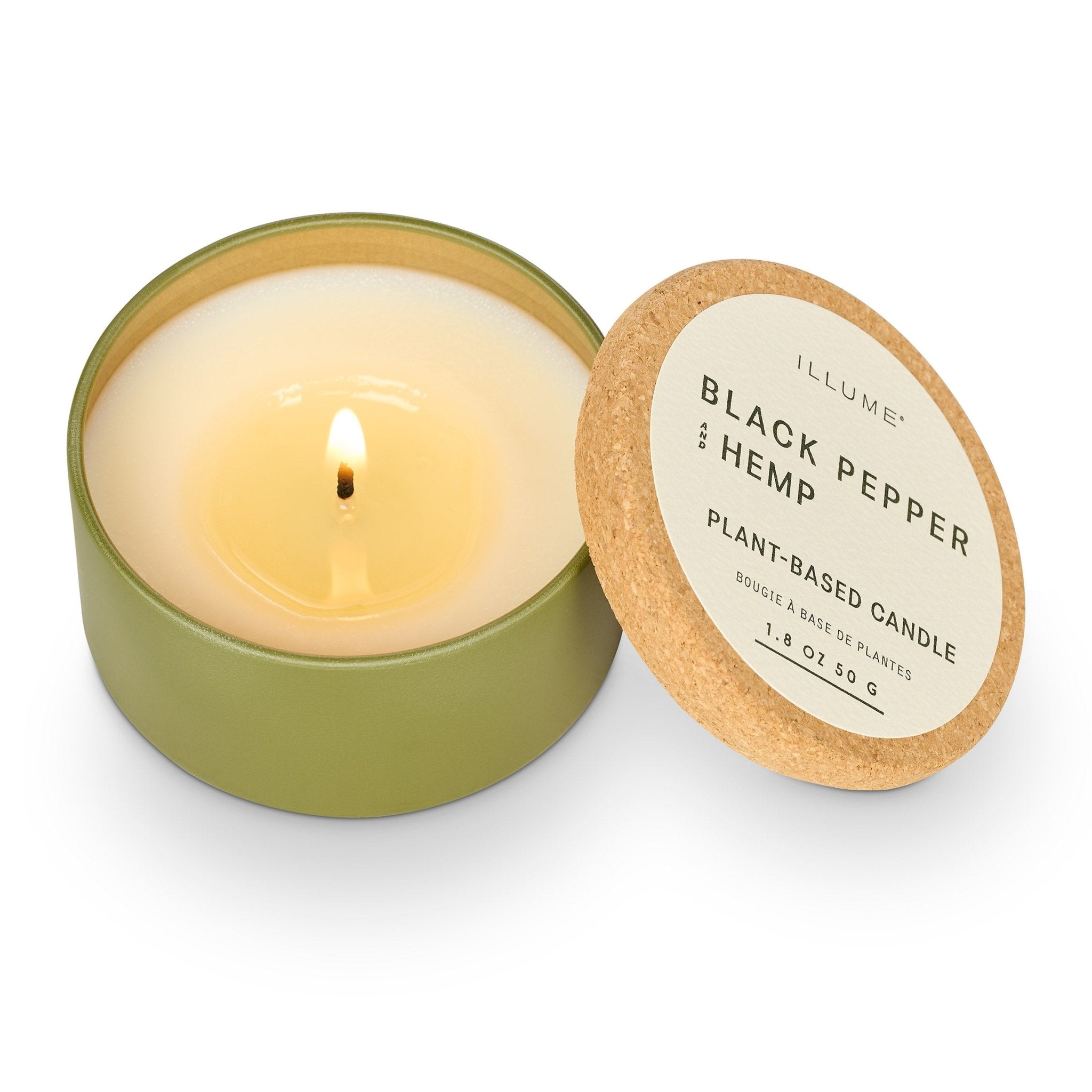 Premium Black Pepper & Hemp Scented Cork Tin Candle - Aromatherapy for Relaxation, Meditation & Home Decor