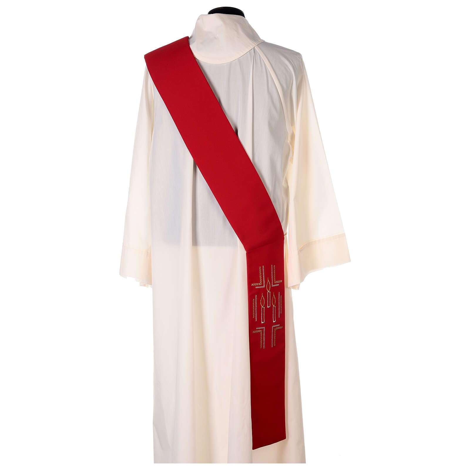 Purple Polyester Diaconal Stole with Candles Embroidery - Perfect for Church Services, Ordinations & Religious Ceremonies