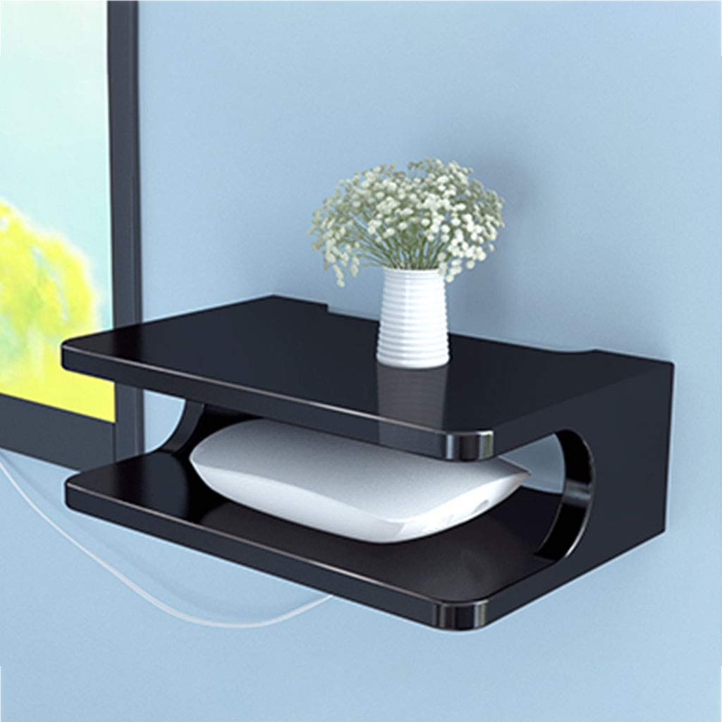 Wall Mounted Router Storage Box & Set Top Box Shelf - Black TV Wall Cabinet for Living Room & Bedroom | Space Saving Home Organization & Media Storage Solution