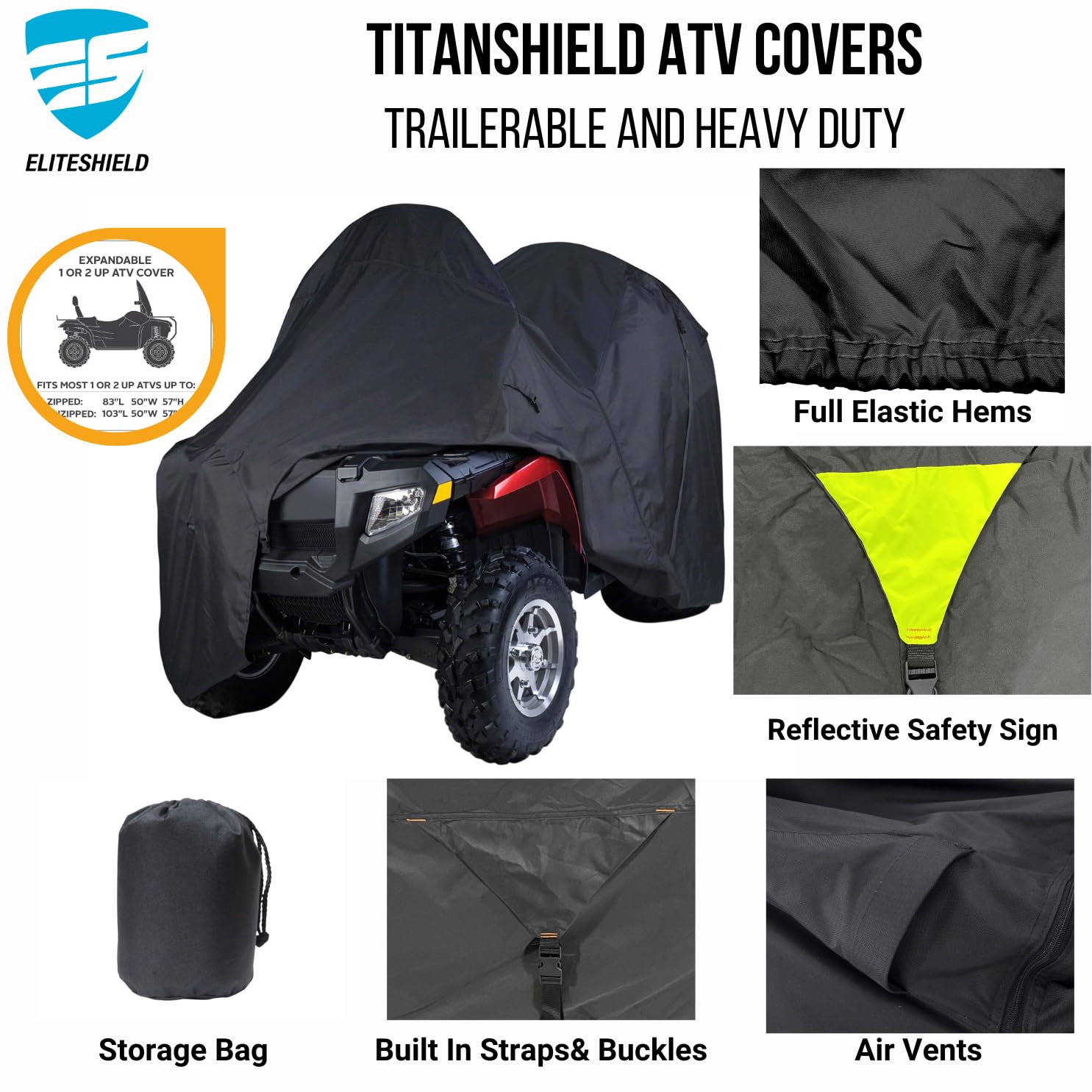 Heavy Duty Waterproof ATV Cover - Universal Fit for 83
