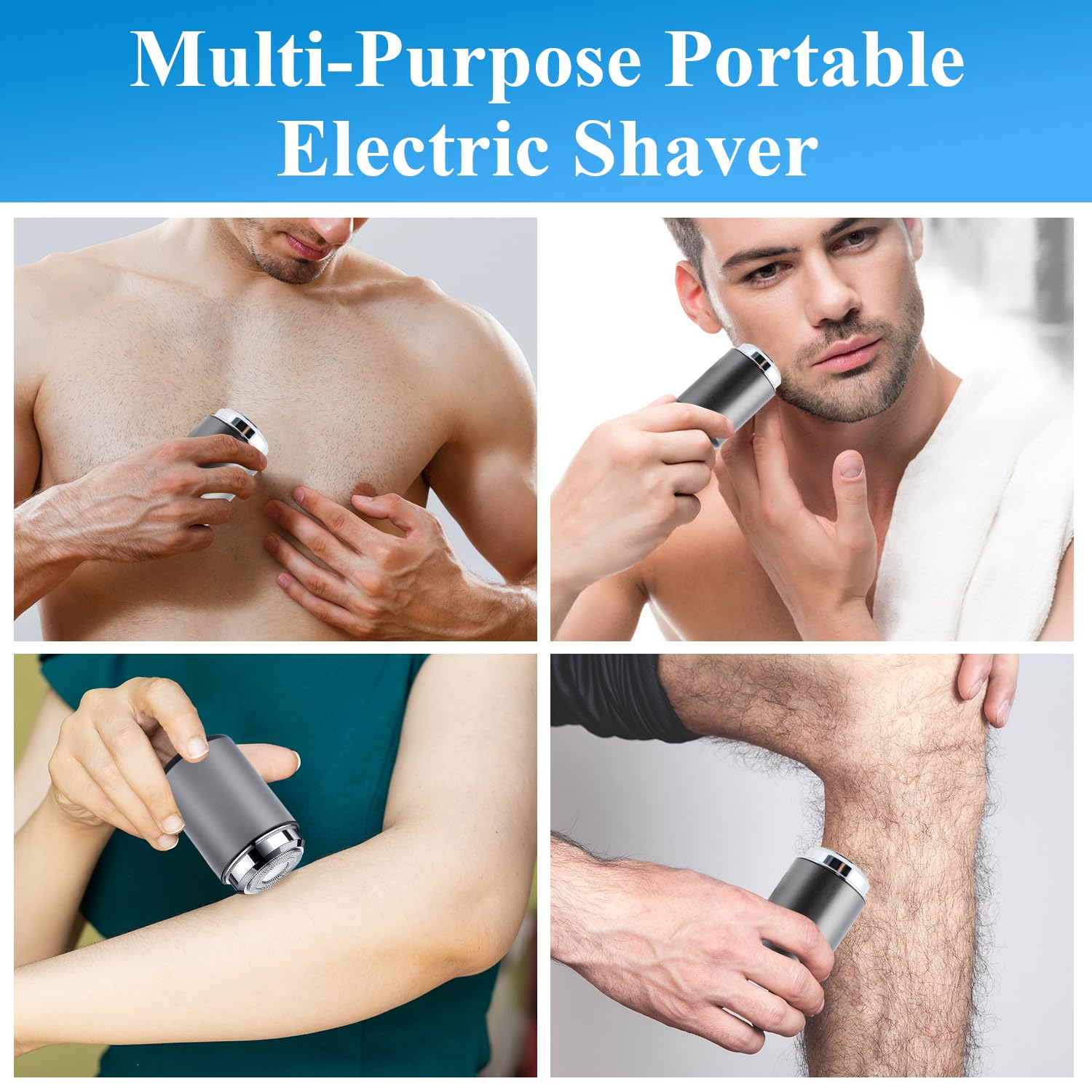 Premium Unisex Mini Portable Electric Shaver - USB-C Rechargeable, Waterproof Travel Razor for Men & Women - Perfect for Car, Office, Business Trips & Gym (Silver) | Quick Stubble Trimming & On-the-Go Grooming