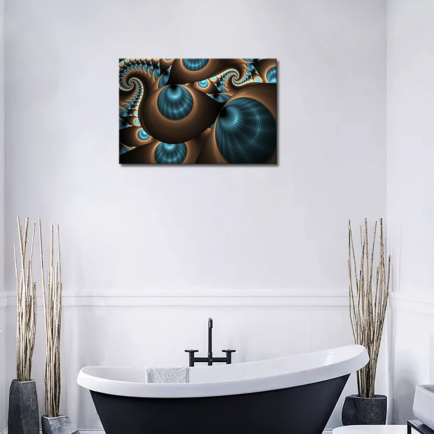 Abstract Blue and Brown Hole Design Wall Art Painting - Canvas Print for Modern Home Decor, Living Room & Office Decoration - Unique Gift Idea for Housewarming & Holidays