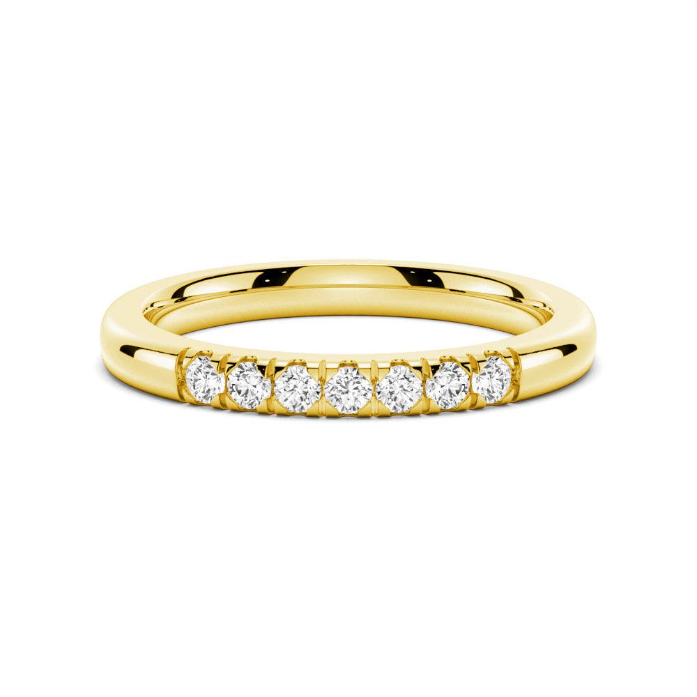 2mm Petite 7 Stone French Pave Moissanite Wedding Band for Women - Dainty Stackable Ring for Bridal, Engagement, Anniversary & Everyday Wear