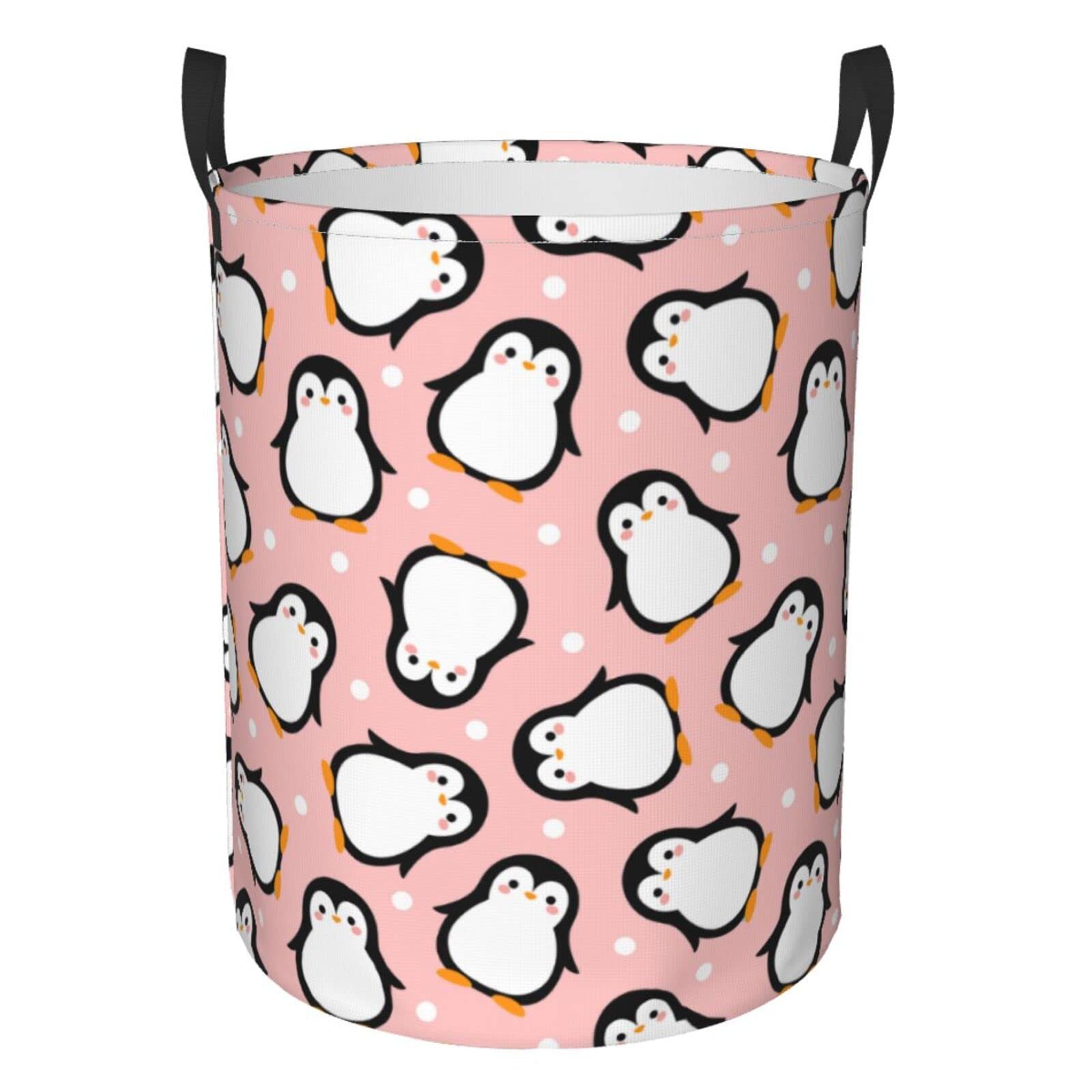 Waterproof Pink Polka Dot Collapsible Laundry Basket with Handles - Large Fabric Hamper for Clothes, Toys & Bathroom Storage - Perfect for Laundry Room, Dorm, Nursery & Bedroom Organization