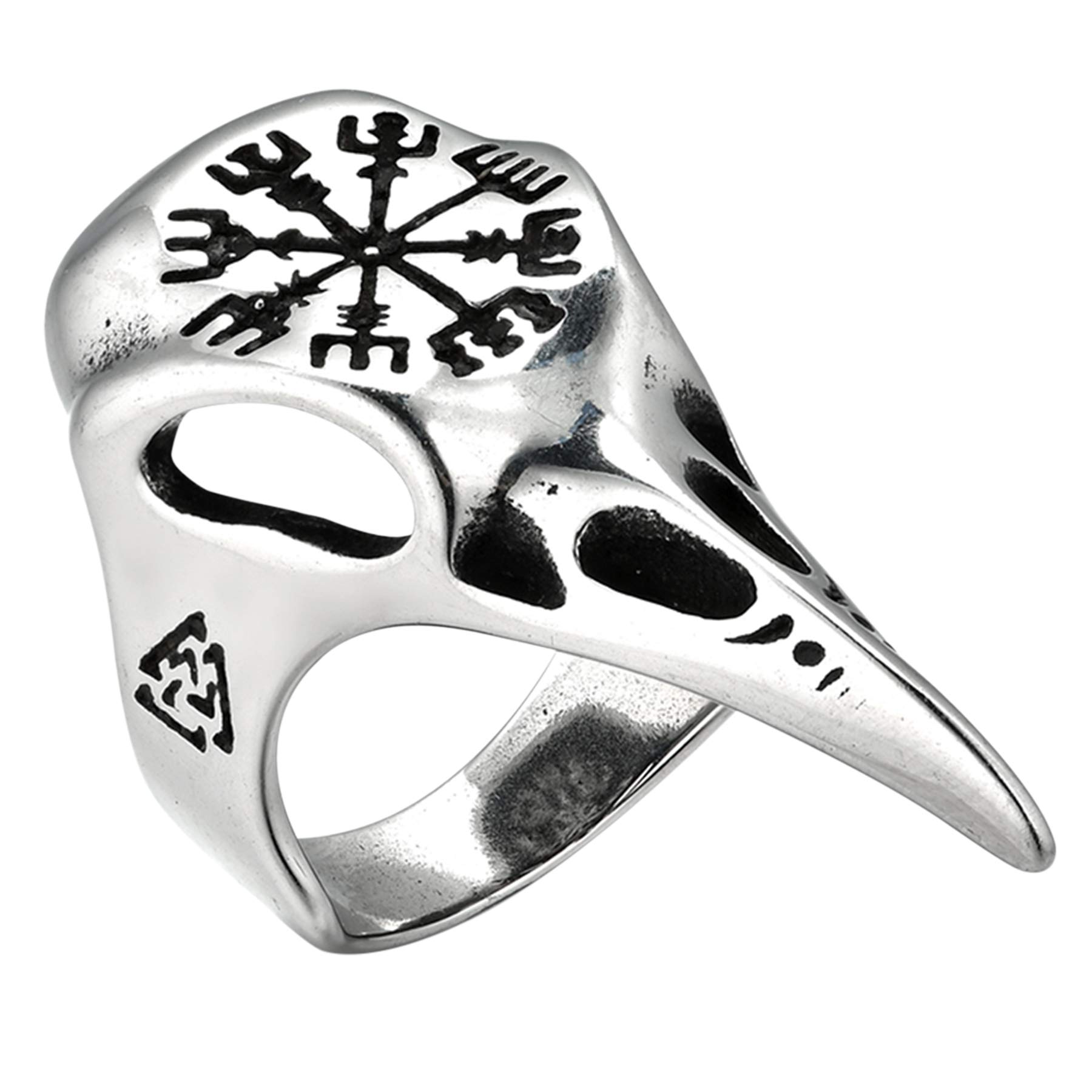 Viking Jewelry for Men - Odin's Ravens Stainless Steel Ring, Nordic Norse Mythology Inspired Band, Size 7-12, Perfect for Christmas Gifts, Viking Cosplay & Medieval LARP Events