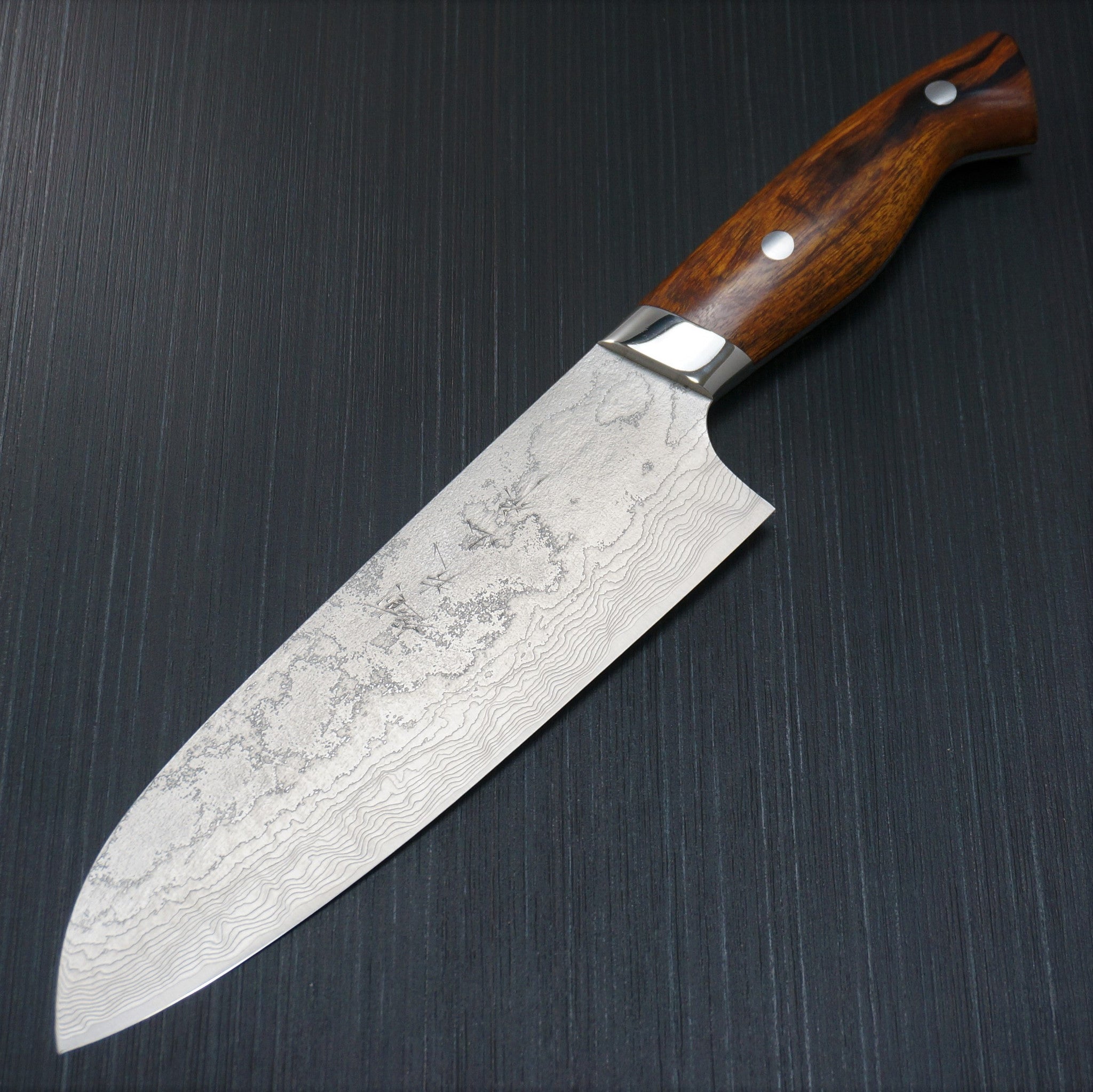 Premium Yuta Katayama Super Gold 2 Damascus Santoku Knife 185mm - Japanese High Carbon Steel Blade with Ironwood Handle - Perfect for Sushi, Vegetables & Meat Cutting - Professional Chef & Home Kitchen Essential