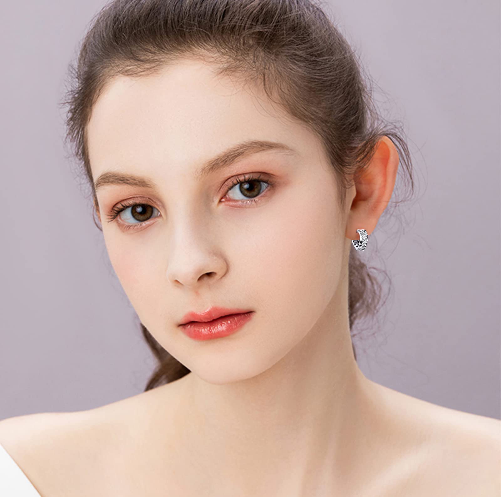 Zirconia Hoop Earrings for Women - S925 Sterling Silver Rhinestone Heart Earrings | Elegant Jewelry for Parties, Weddings & Everyday Wear