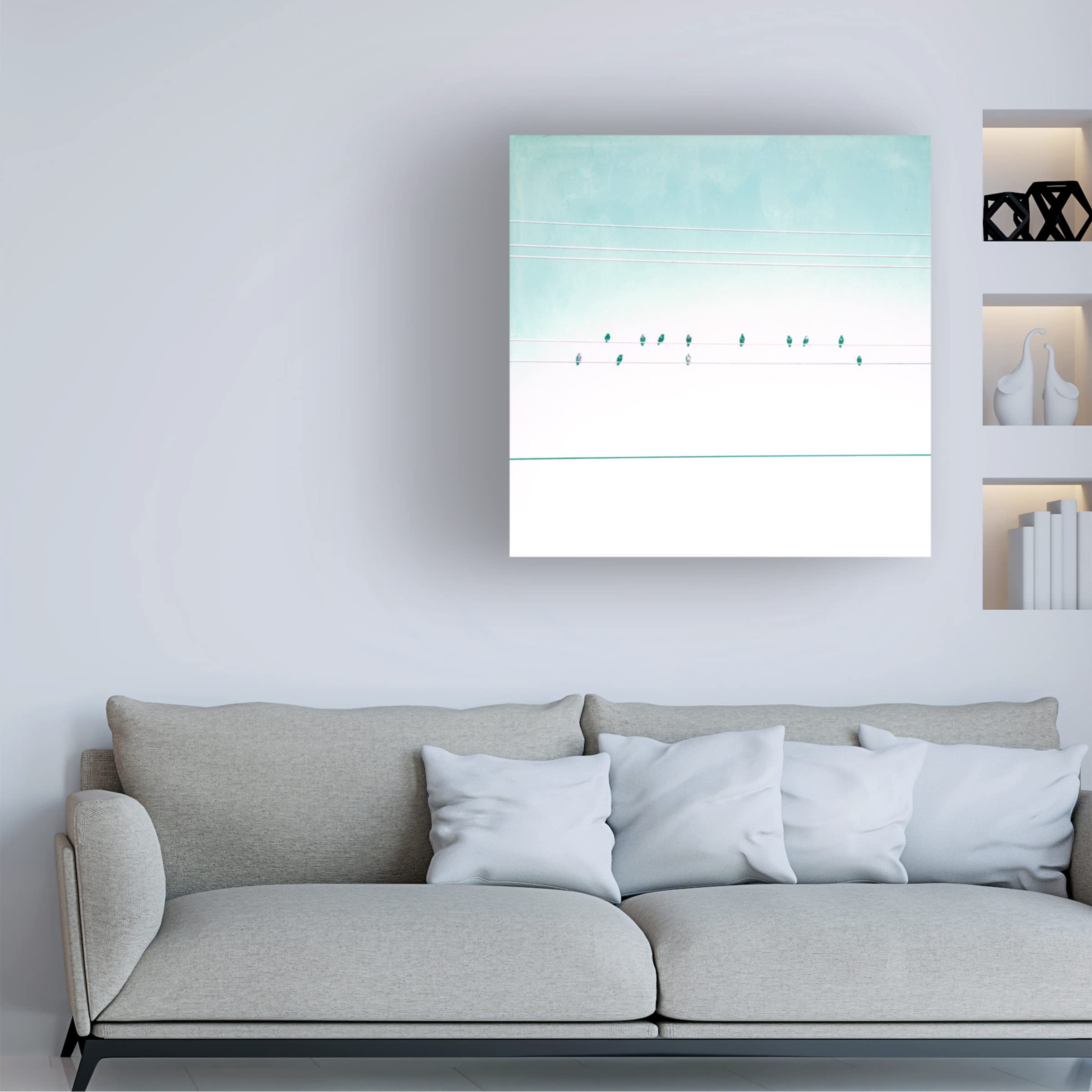 Trademark Fine Art 'Birds on Wires IV' Canvas Wall Art Print by Thomas Brown - Modern Home Decor for Living Room, Bedroom & Office