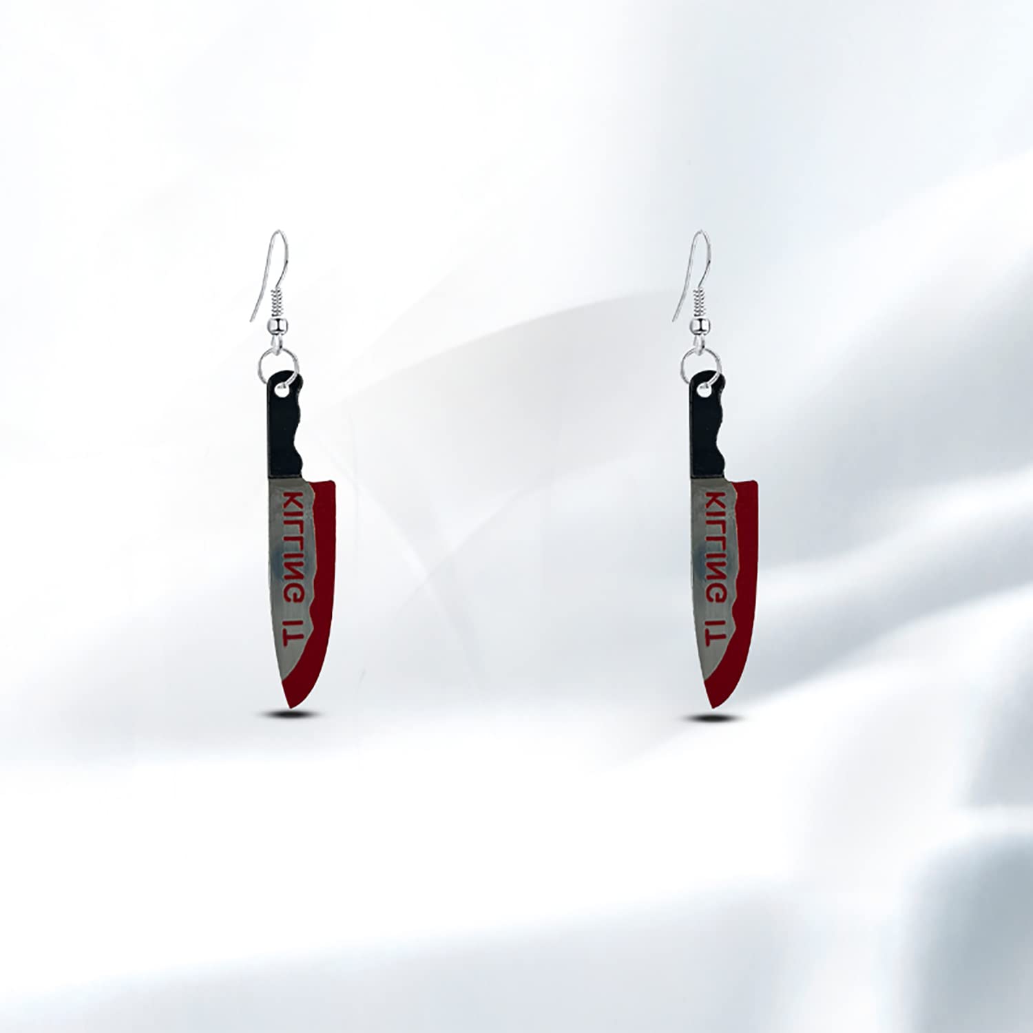 Scary Bloody Knife Dangle Earrings - Acrylic Horror Halloween Drop Earrings for Women | Perfect for Halloween Costumes, Cosplay & Horror Theme Parties