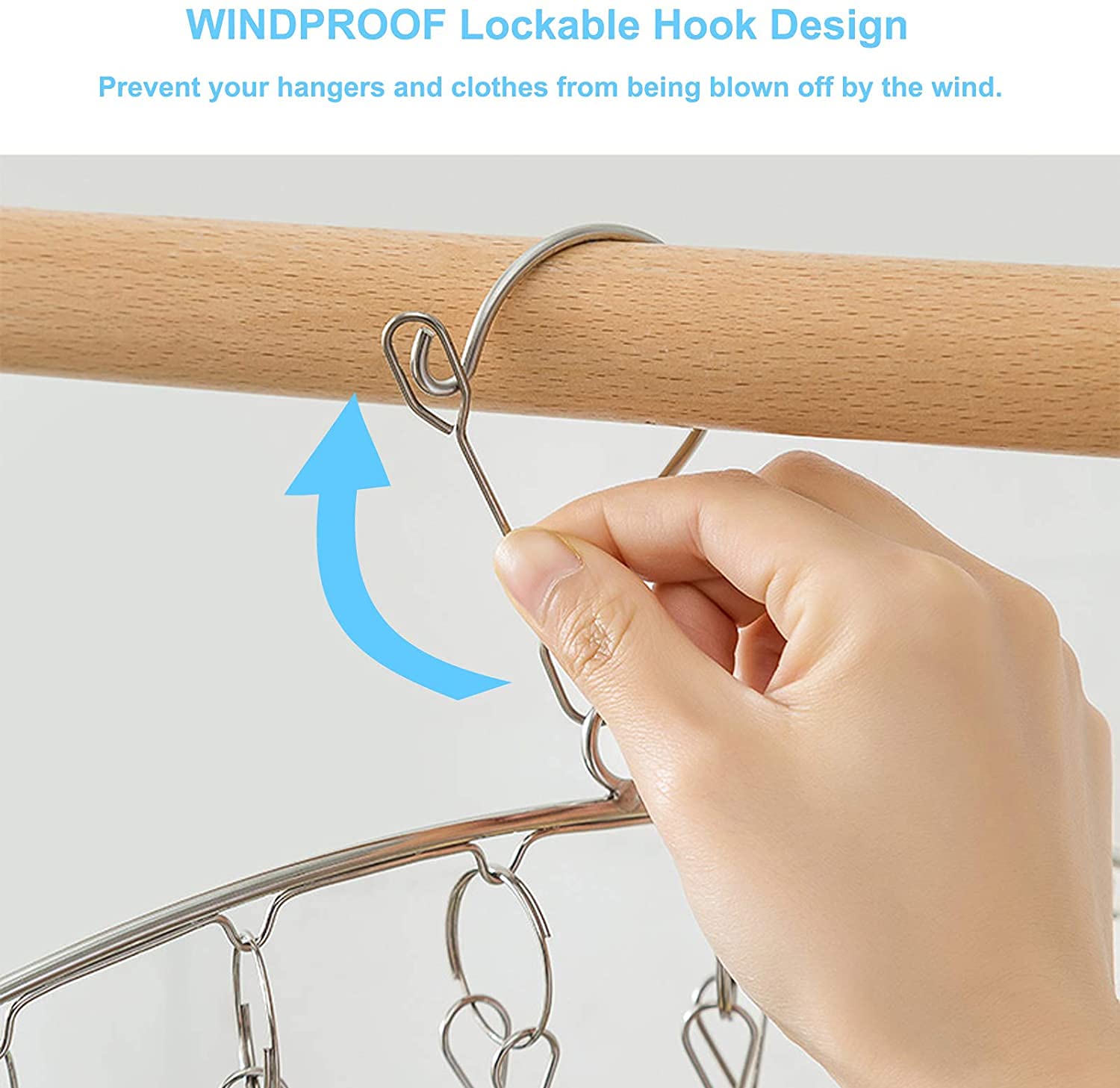 Stainless Steel Clothes Drying Rack with 10 Windproof Clips - 2 Pack Laundry Hanger for Socks, Bras, Underwear & Baby Clothes | Space-Saving Drip Dry Solution for Small Apartments & Laundry Rooms