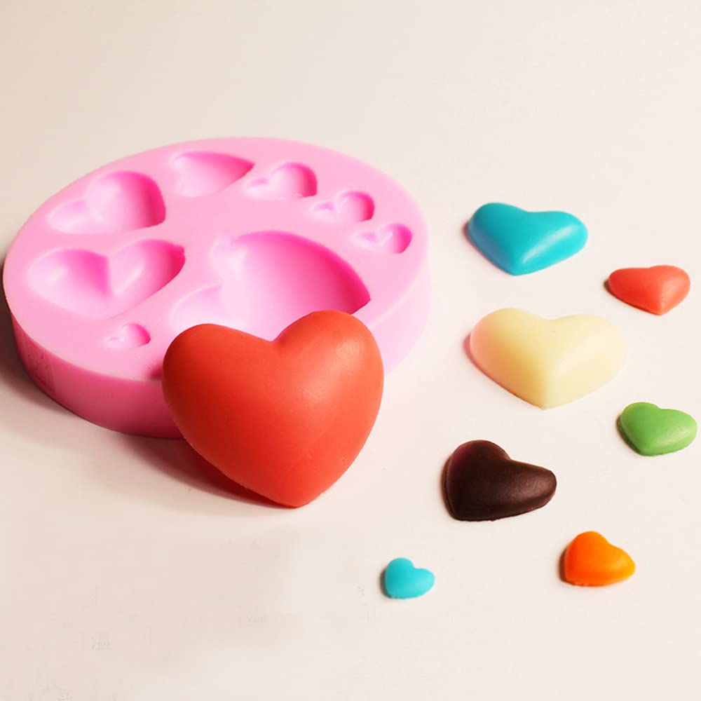 2-Piece Heart Silicone Mold Set for Chocolate, Candy, Cake Decorating - Baking Tools for Valentine's Day, Wedding, Birthday Party Desserts