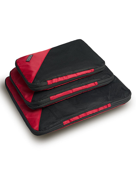 TOSCA TCA063 L 2PK Large Compression Packing Cubes for Travel - Red | Perfect for Suitcase Organization & Space Saving