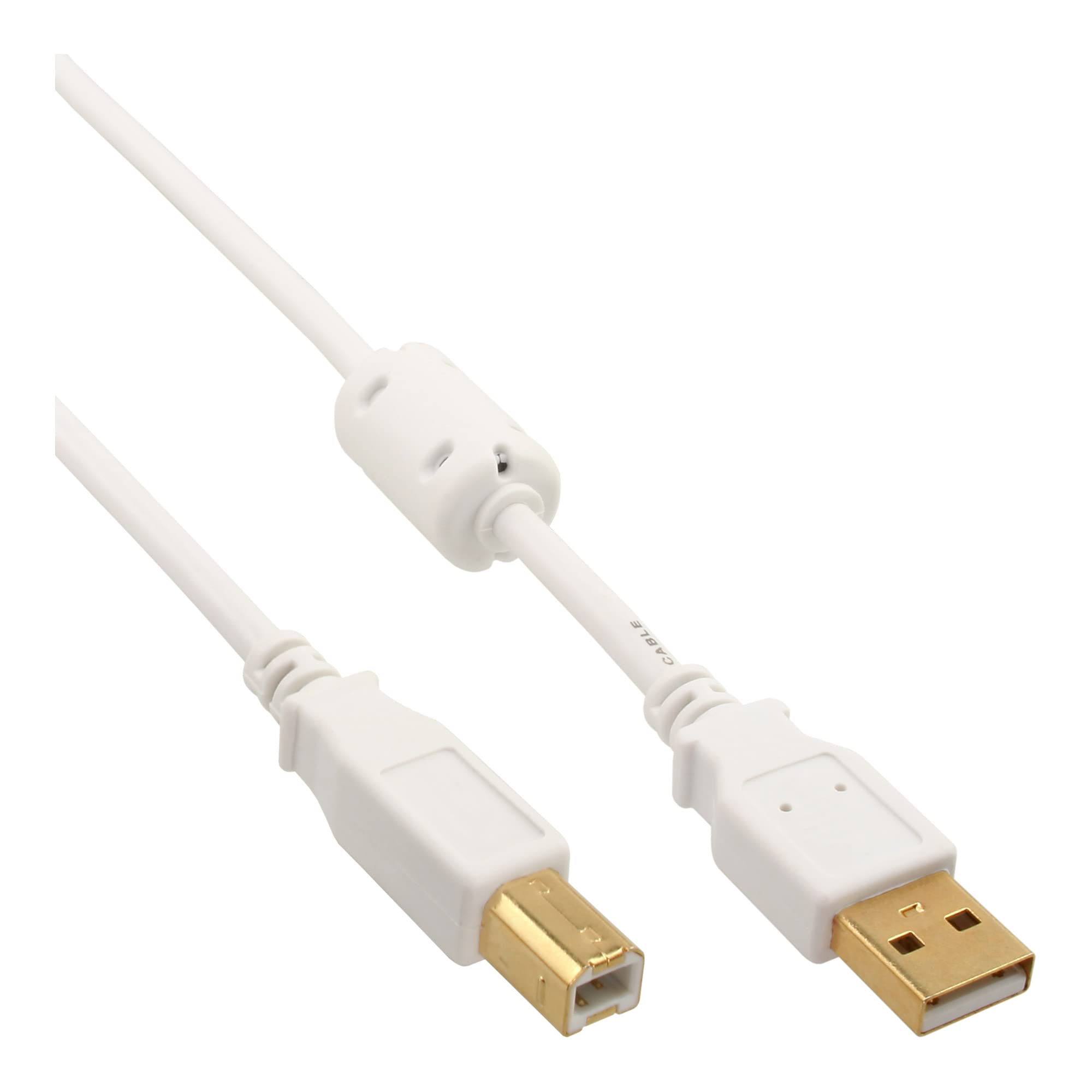 0.5m USB 2.0 A to B Cable - High Speed Data Transfer Cable for Printers & Scanners (Male to Male, White & Gold Plated) - Perfect for Office Equipment & Home Electronics Connectivity